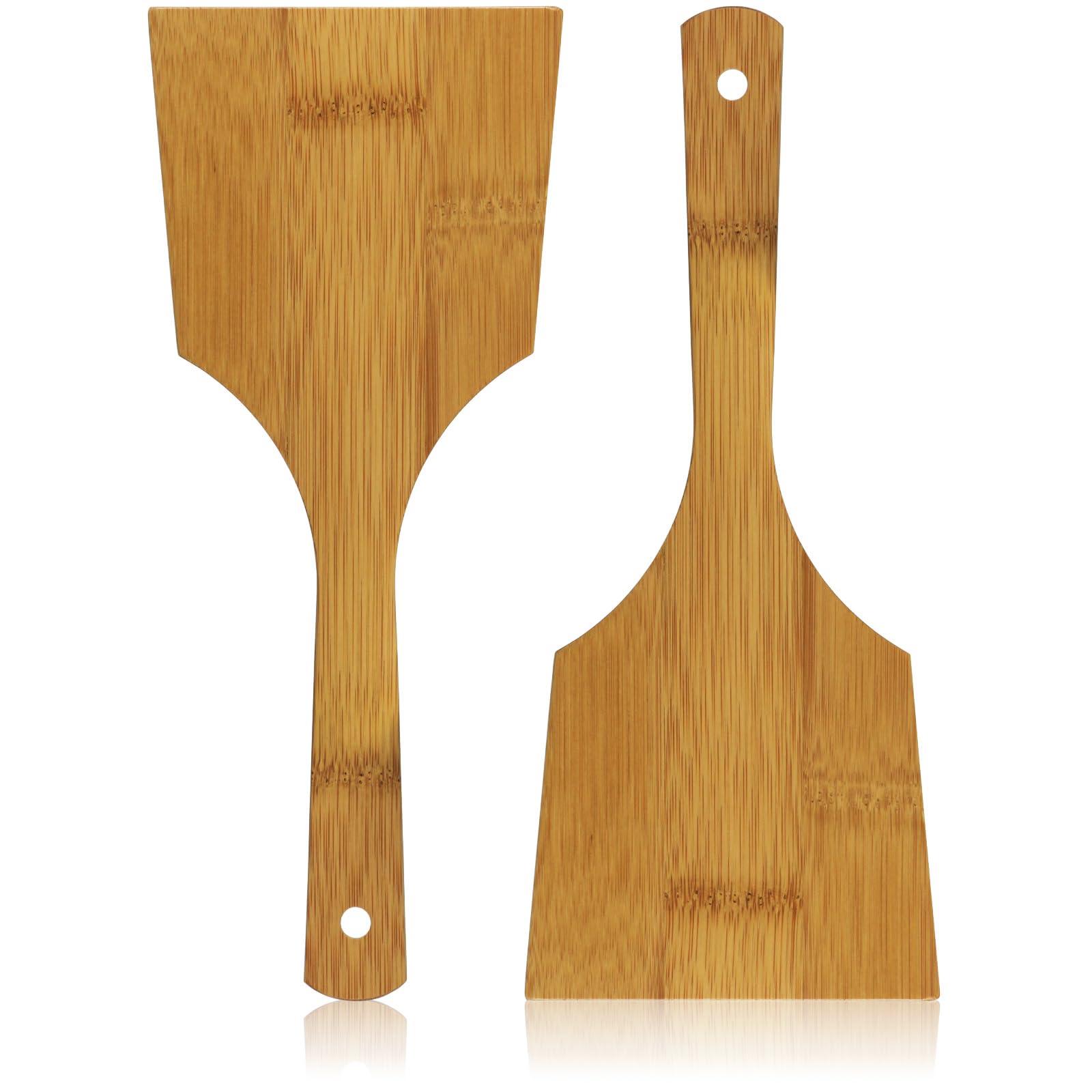Morikuru Bamboo Okonomiyaki Spatula Set of 2, 11.2Inch (285mm), NonScratch Teppanyaki Flipper, Japanese Griddle Turner Kote, M