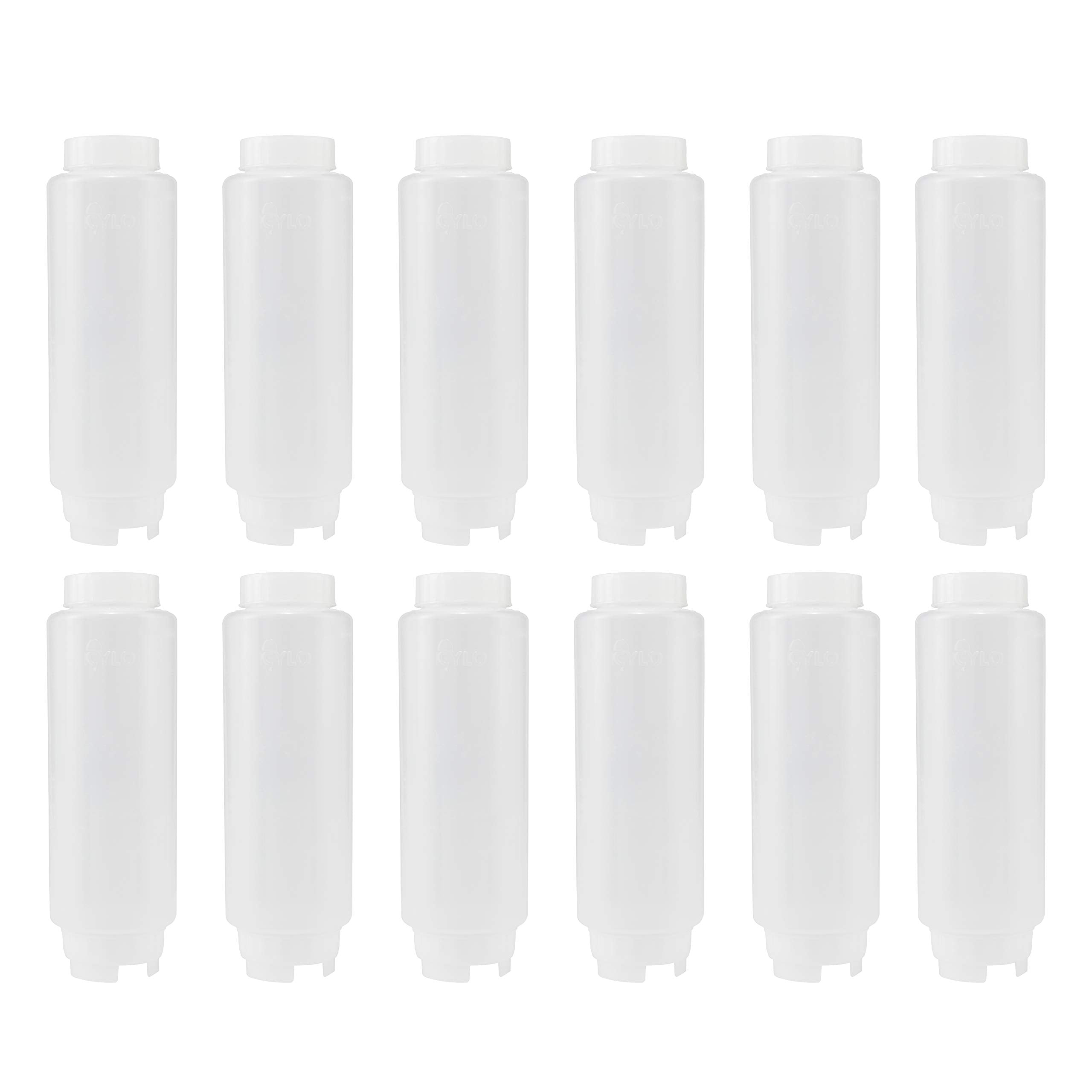 Creative Mark Cylo Fifo Squeeze Bottle -Empty - 12 Pack - 20 Oz. Inverted Squeeze Bottle With Air-Tight Non-Drip Silicone Valve;