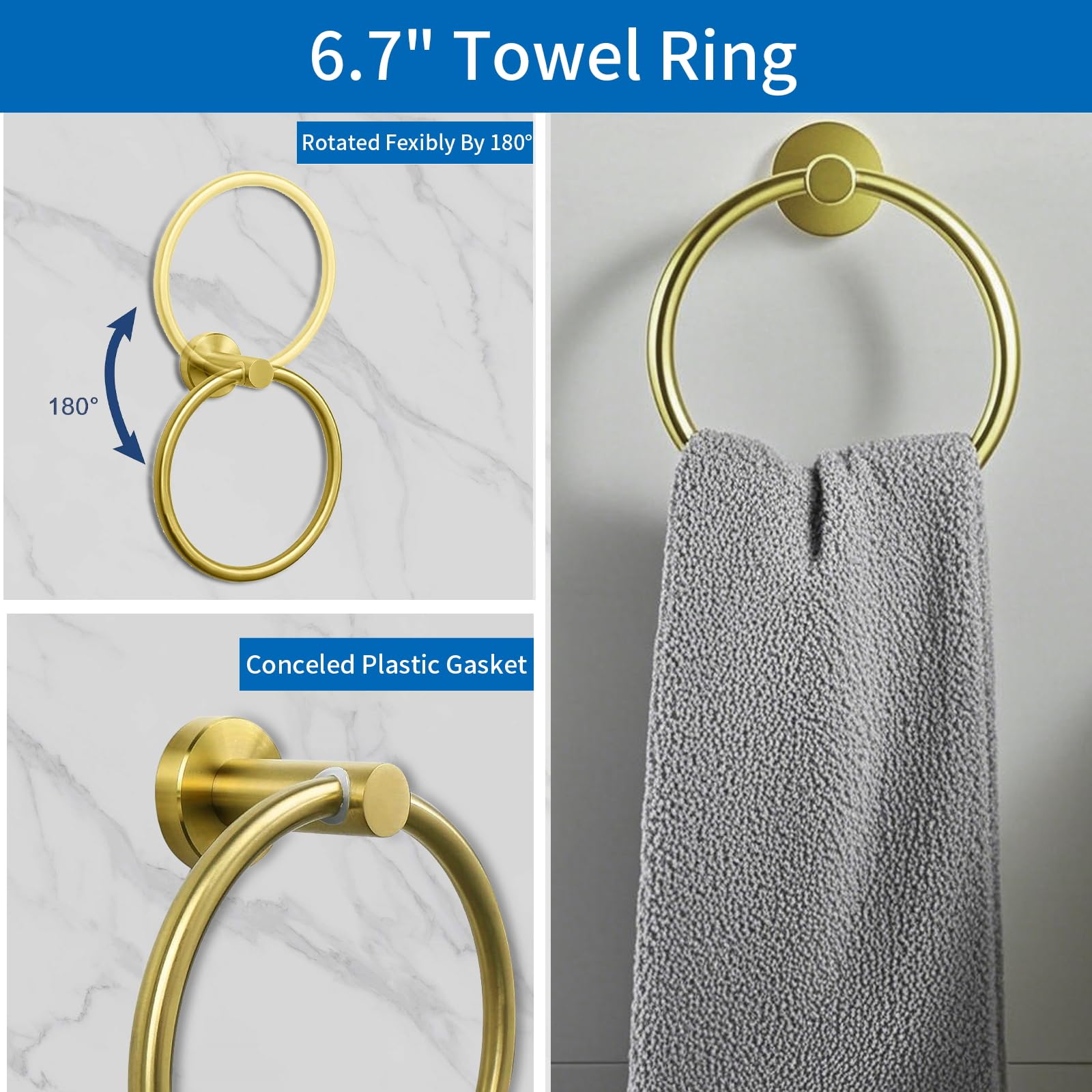 Justhere Bathroom Hardware Set, Bathroom Accessories Stainless Steel Wall Mounted, Including 16 Towel Bar, Toilet Paper Holder,