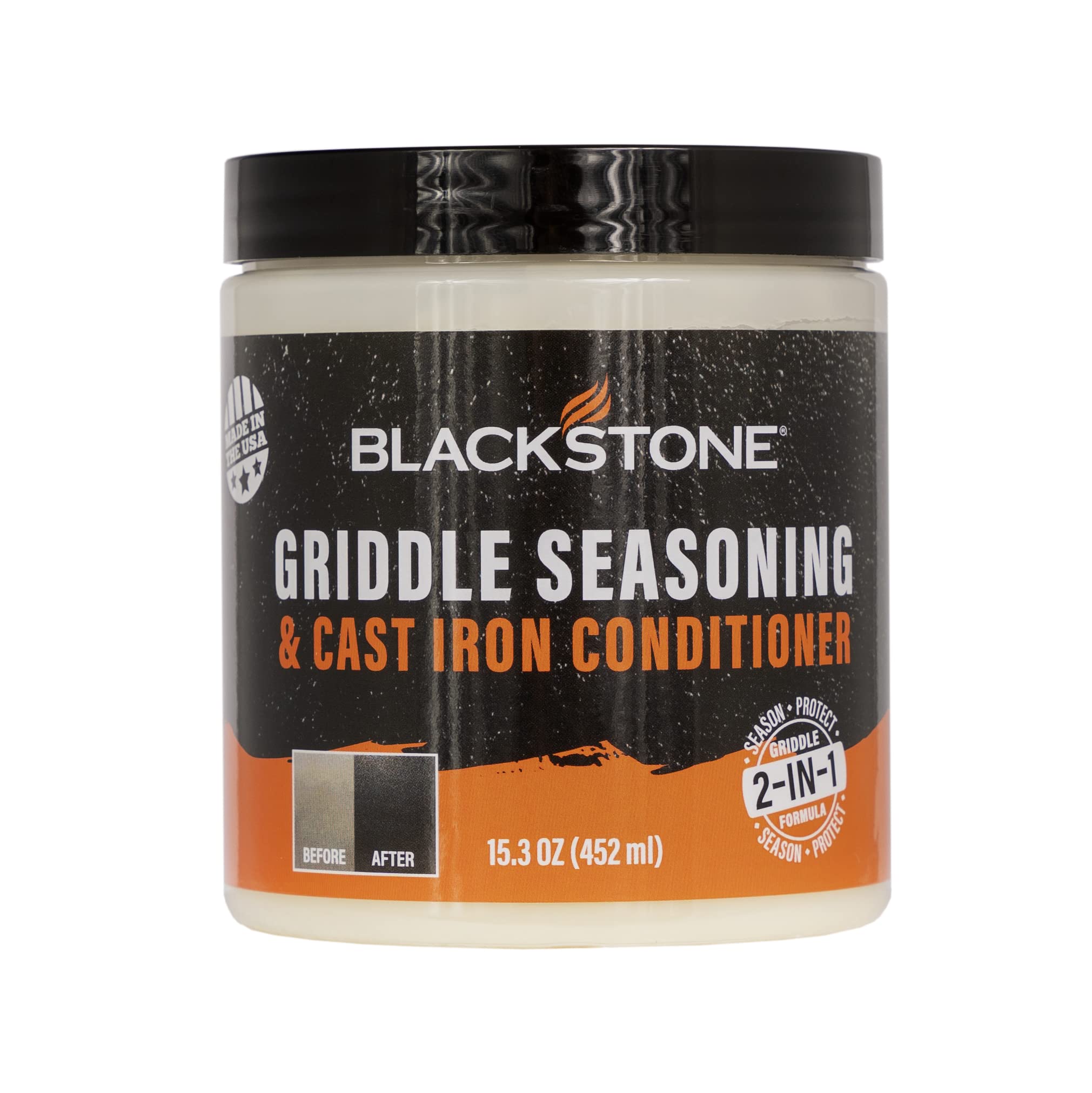 Blackstone 4146 Griddle Conditioner Kit 2-in-1 Cast Iron Season Oil for Grill Grates, Skillet, Dutch Oven, Pots & Pans-Clean, Pr