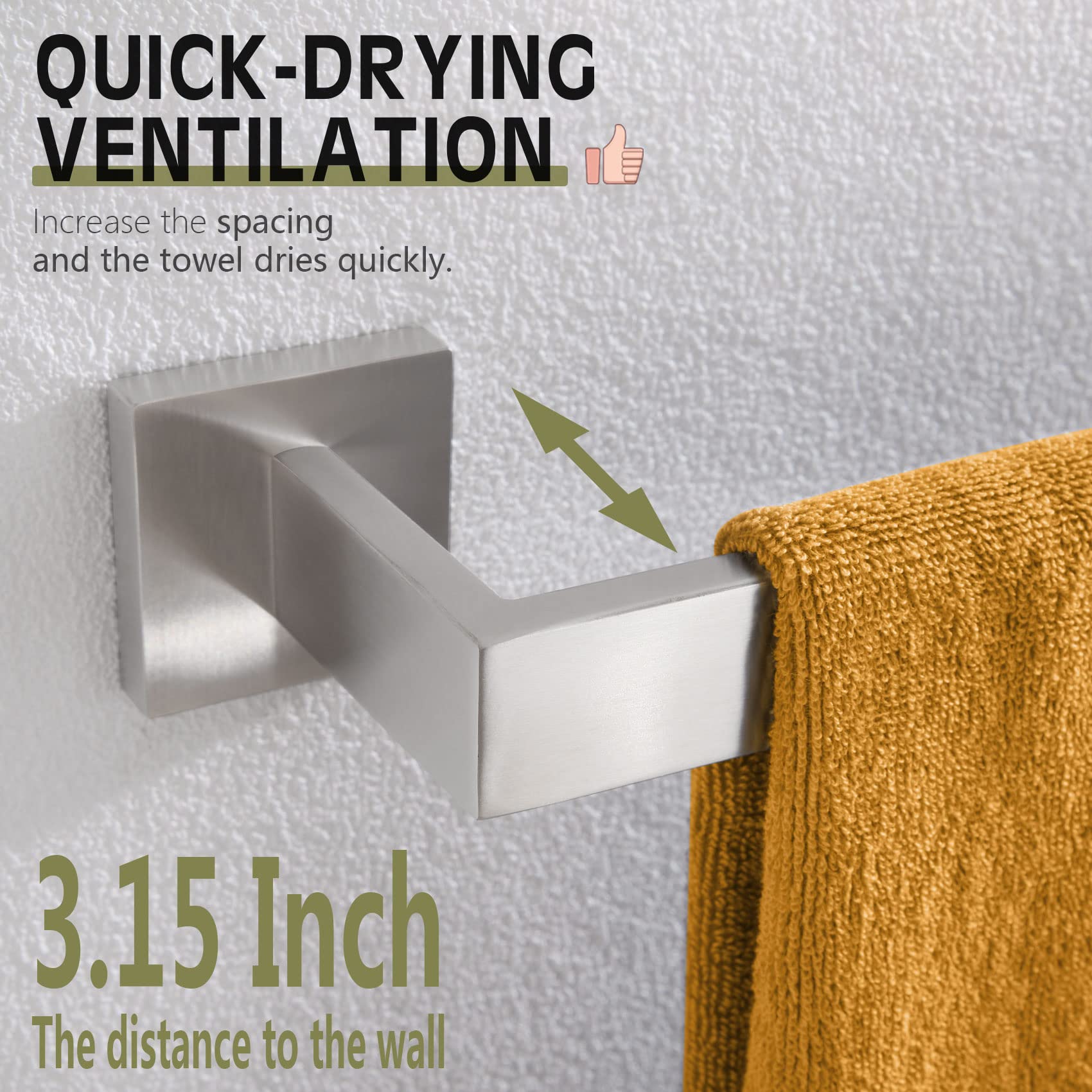 Kokosiri 20-Inch Single Towel Bar, Bathroom Kitchen Towel Holder, Wall Mounted Sus304 Stainless Steel Towel Rack, Brushed Nickel