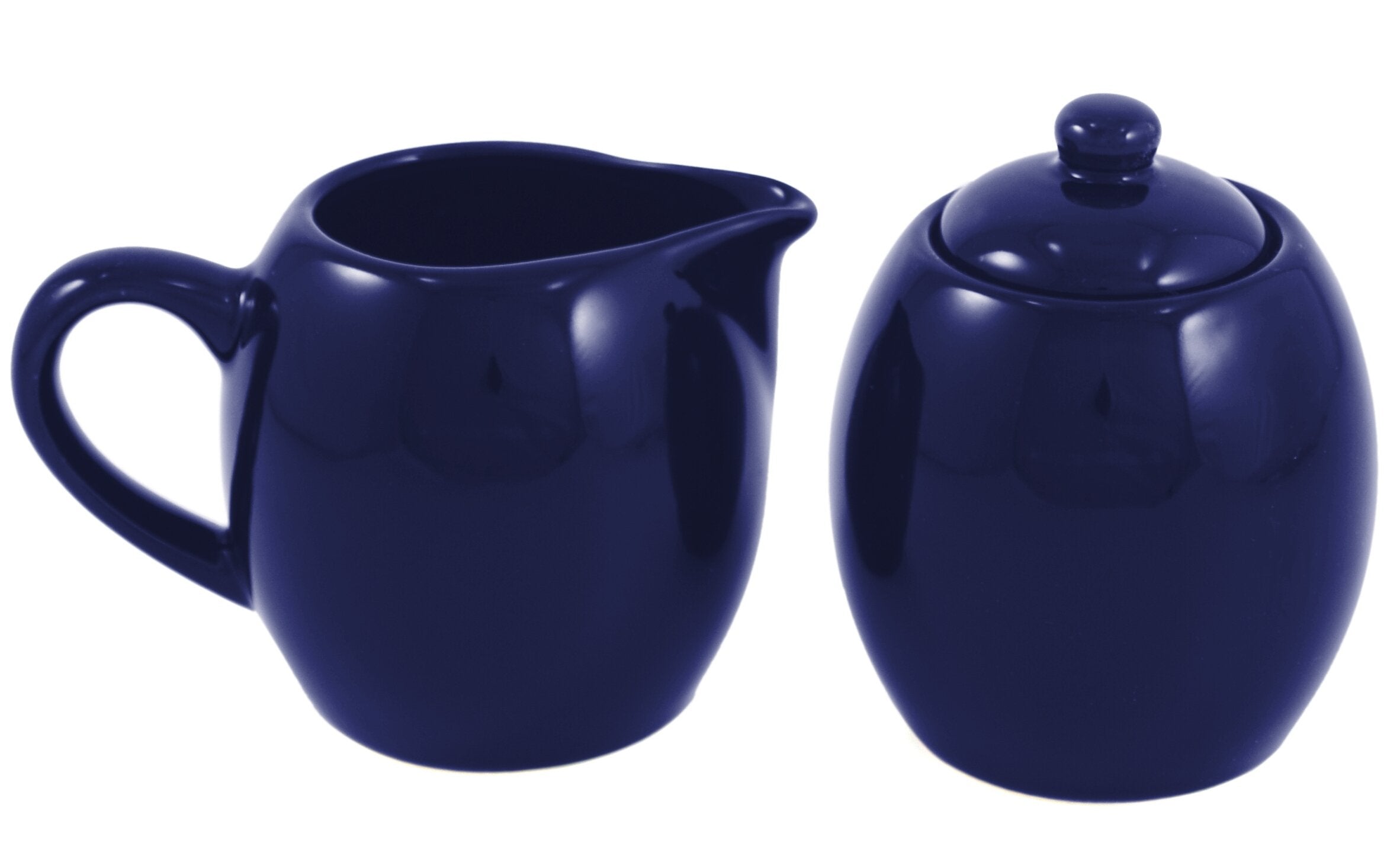Royal Blue Ceramic Creamer And Sugar Service Set With Lid