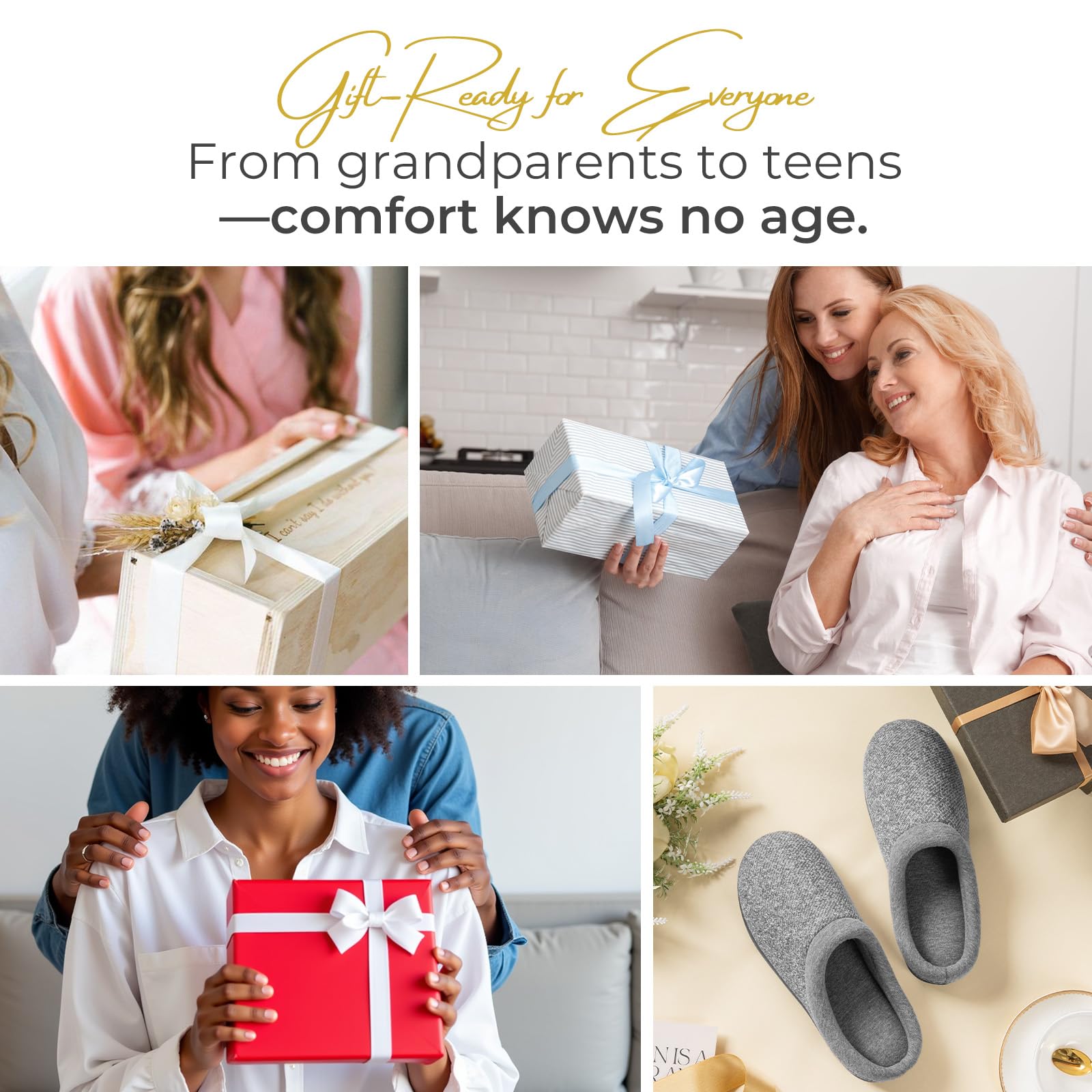 Womens Comfort Slip On Memory Foam Slippers French Terry Lining House Slippers Wdurable Sole (Medium  7-8 B(M) Us, Light Gray)