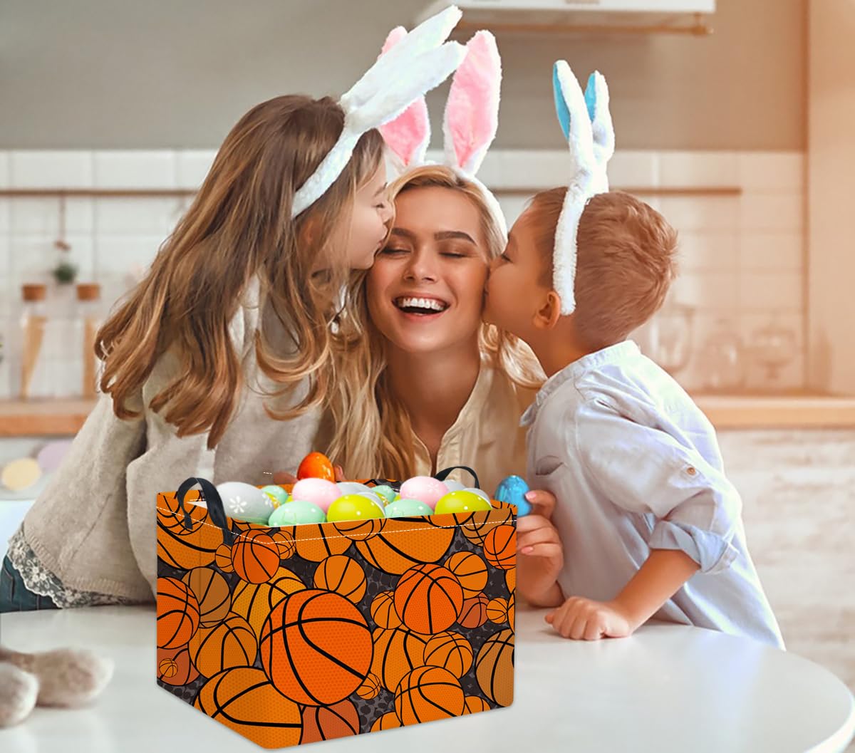 TIBAOLOVER Rectangular Basketball Kids Storage Basket Gift & Baby Storage Bin Organizer Shelf Book Basket Room Decor (Basketball