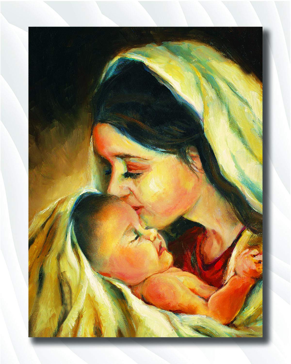 Namaste Home - Canvas Painting - Mother Mary With Baby Jesus - Jesus Canvas Painting (Fabric Cotton,Size 17X21 Inches,MultiColor