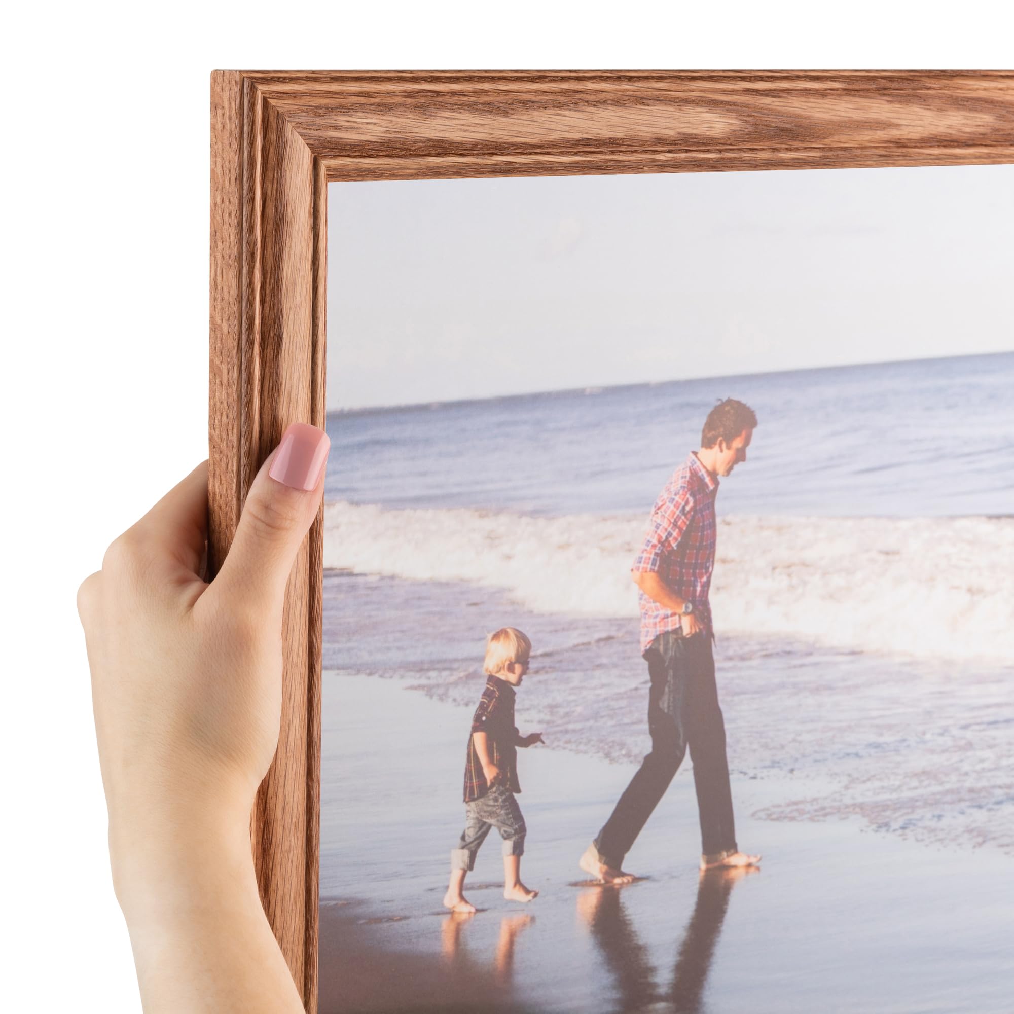ArtToFrames 7x30 inch Honey Stain on Solid Red Oak Wood Picture Frame, 2WOM0066-59504-YHNY-7x30
