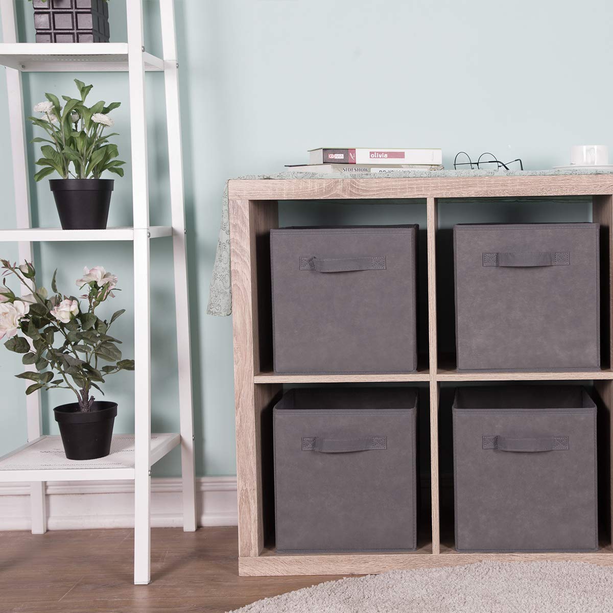 Max Houser Storage Bins Cubes Baskets Containers With Dual Handles For Home Closet Bedroom Drawers Organizers,Foldable,10.5X10.5