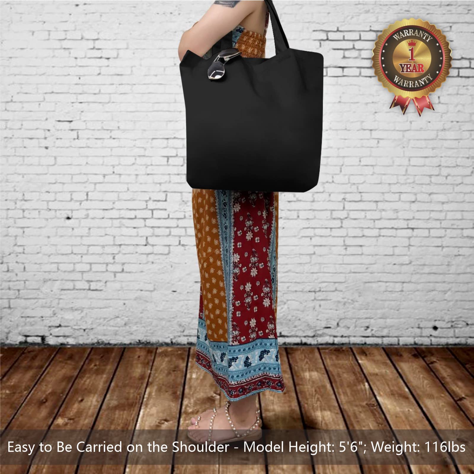 Topdesign 6-Pack Super Strong Large 12Oz Cotton Canvas Tote Bag, Reusable Grocery Shopping Cloth Bags, Fashionable Two-Tone Tote