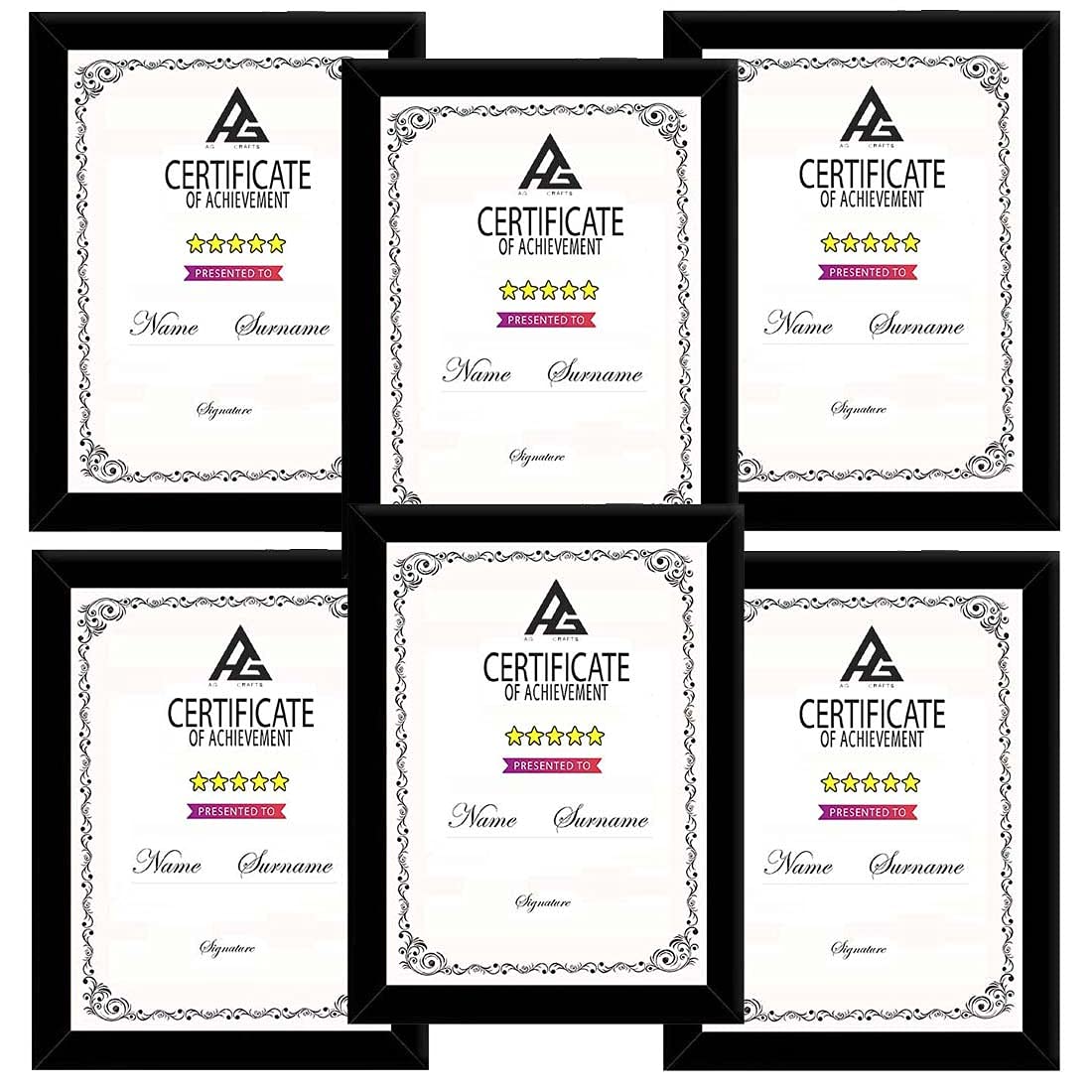 Ag Crafts A4 Size Photo Frame For Wall Black Picture Frame For Home And Office Decoration (Black-A4-6 Frame)