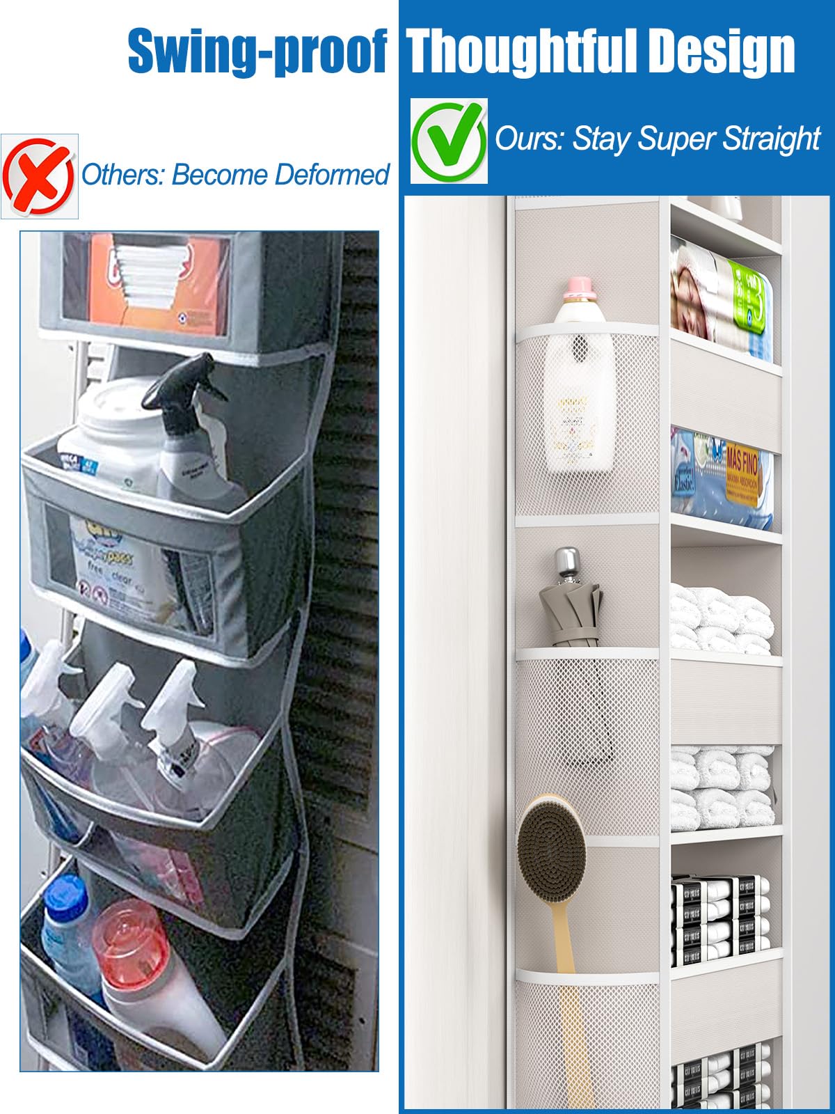 Hioya Over The Door Storage Organizer, Rv Bathroom Organizer, Over The Door Organizer Camper Storage And Organization, 5 Shelf H