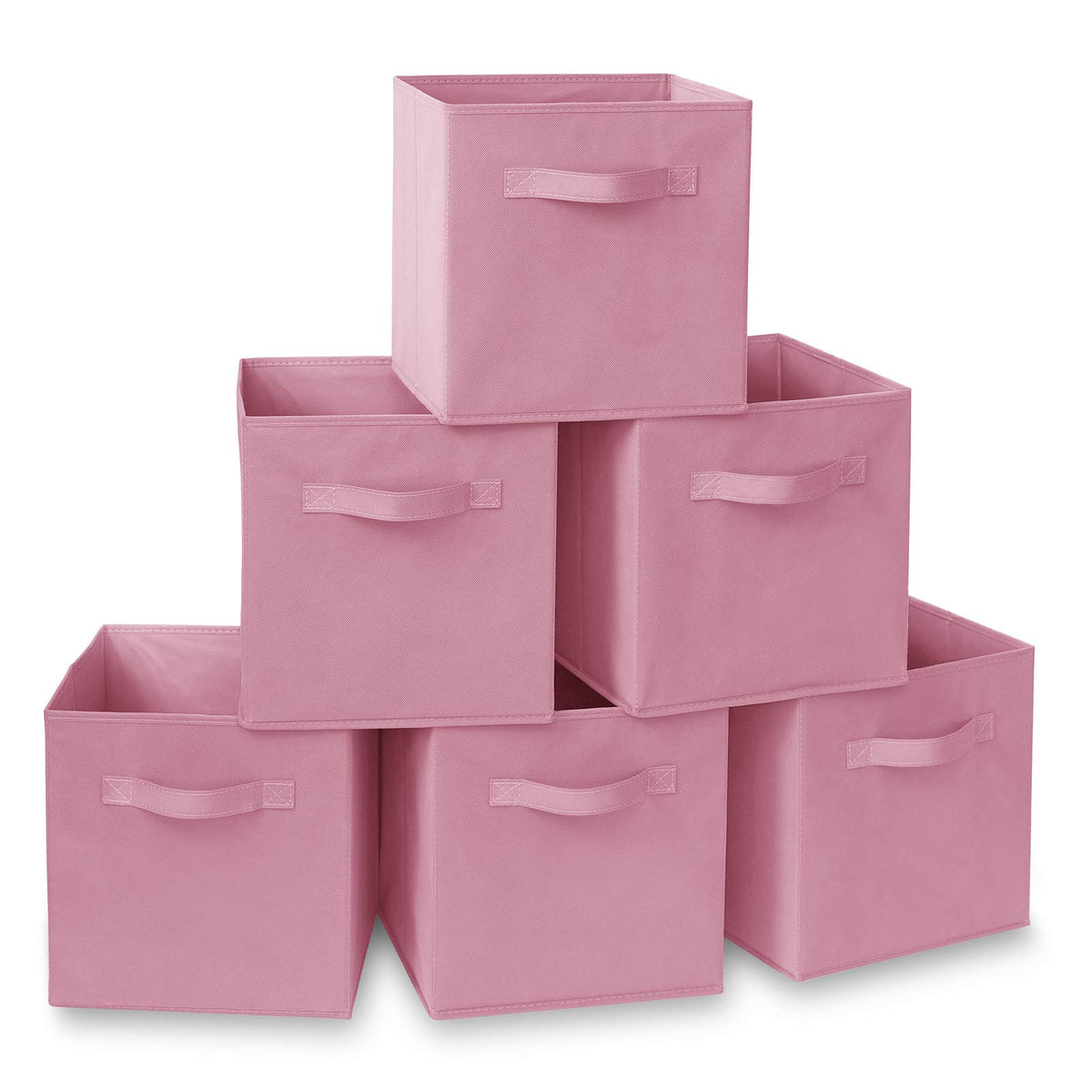 Casafield Set Of 6 Collapsible Fabric Cube Storage Bins, Light Pink - 11'' Foldable Cloth Baskets For Shelves, Cubby Organizers
