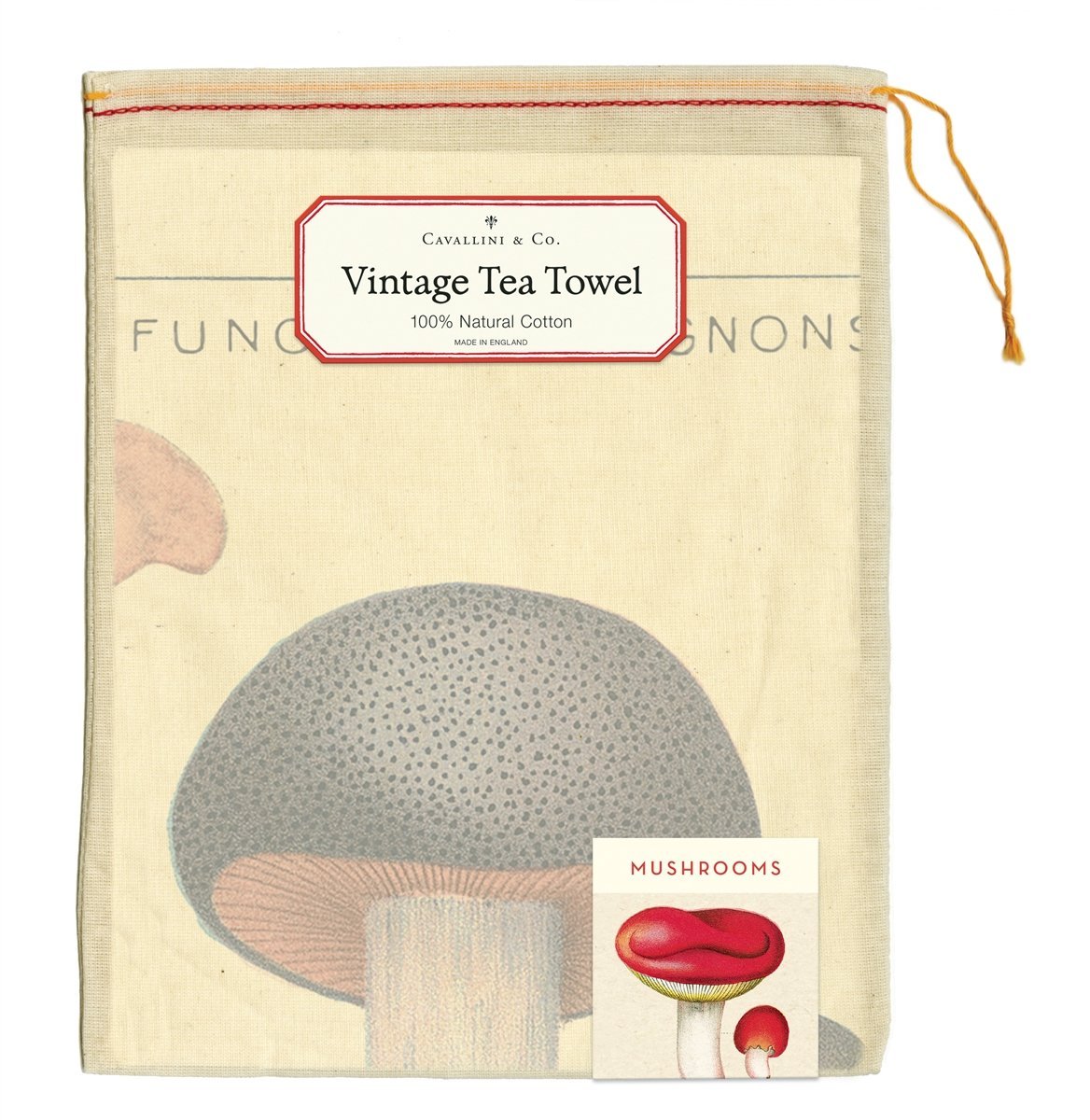 Cavallini Papers Vintage Mushrooms Cotton Tea Towel
