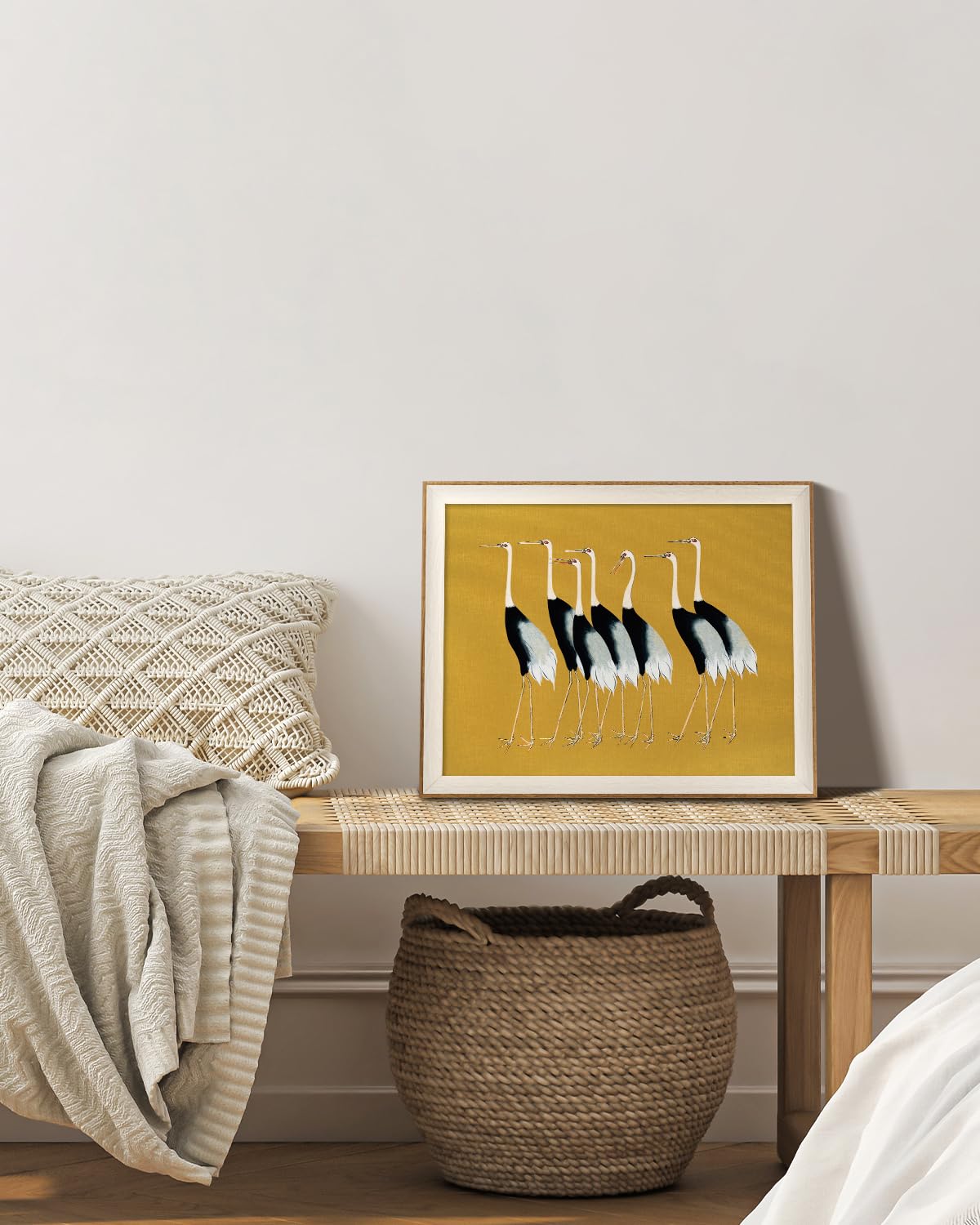 VIYYIEA Framed Wall Art for Living Room, Cranes Canvas Prints, Vintage ...