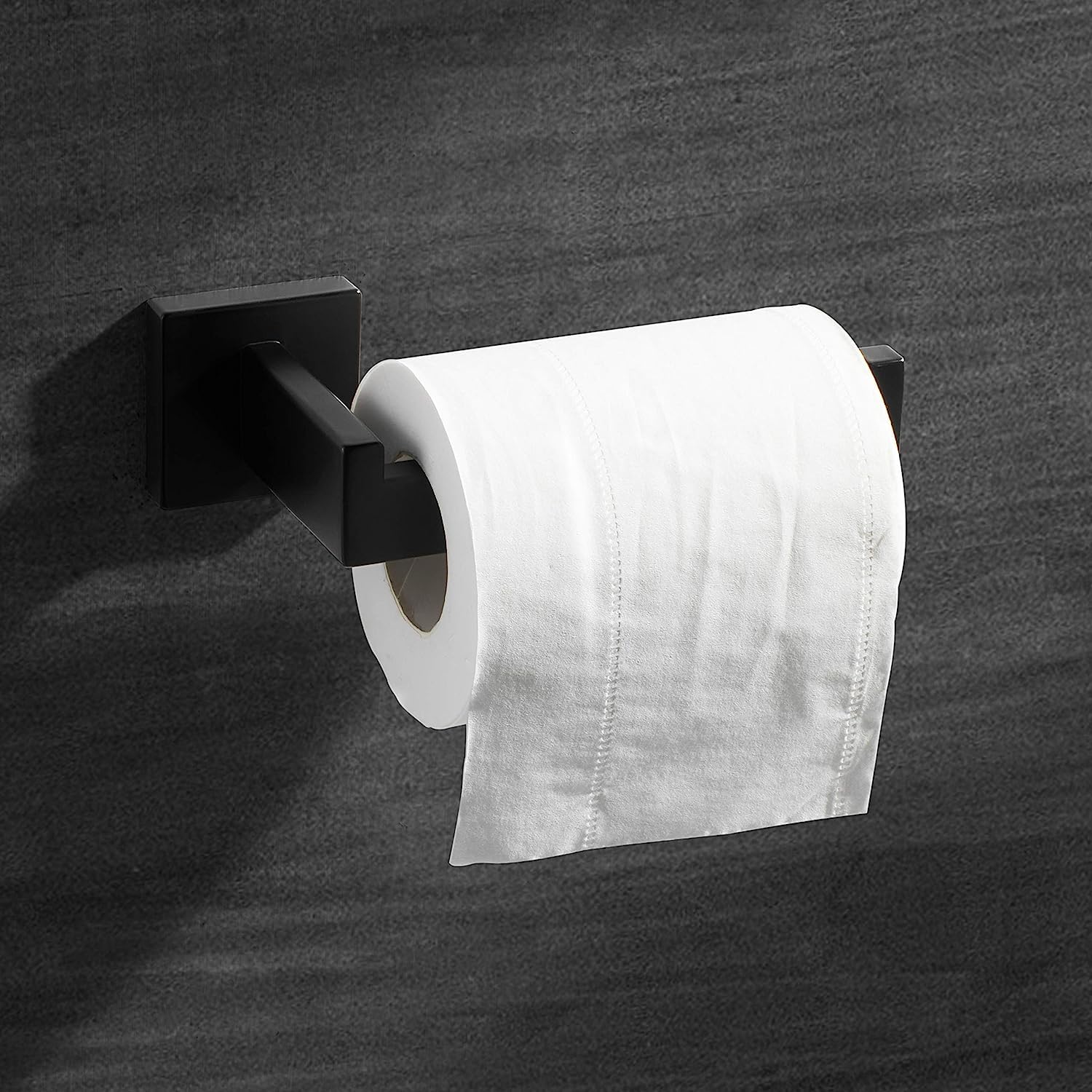Hitslam Matte Black Square Toilet Paper Holder Premium 304 Stainless Steel Toilet Roll Holder For Bathroom Rustproof Wall-Mounte
