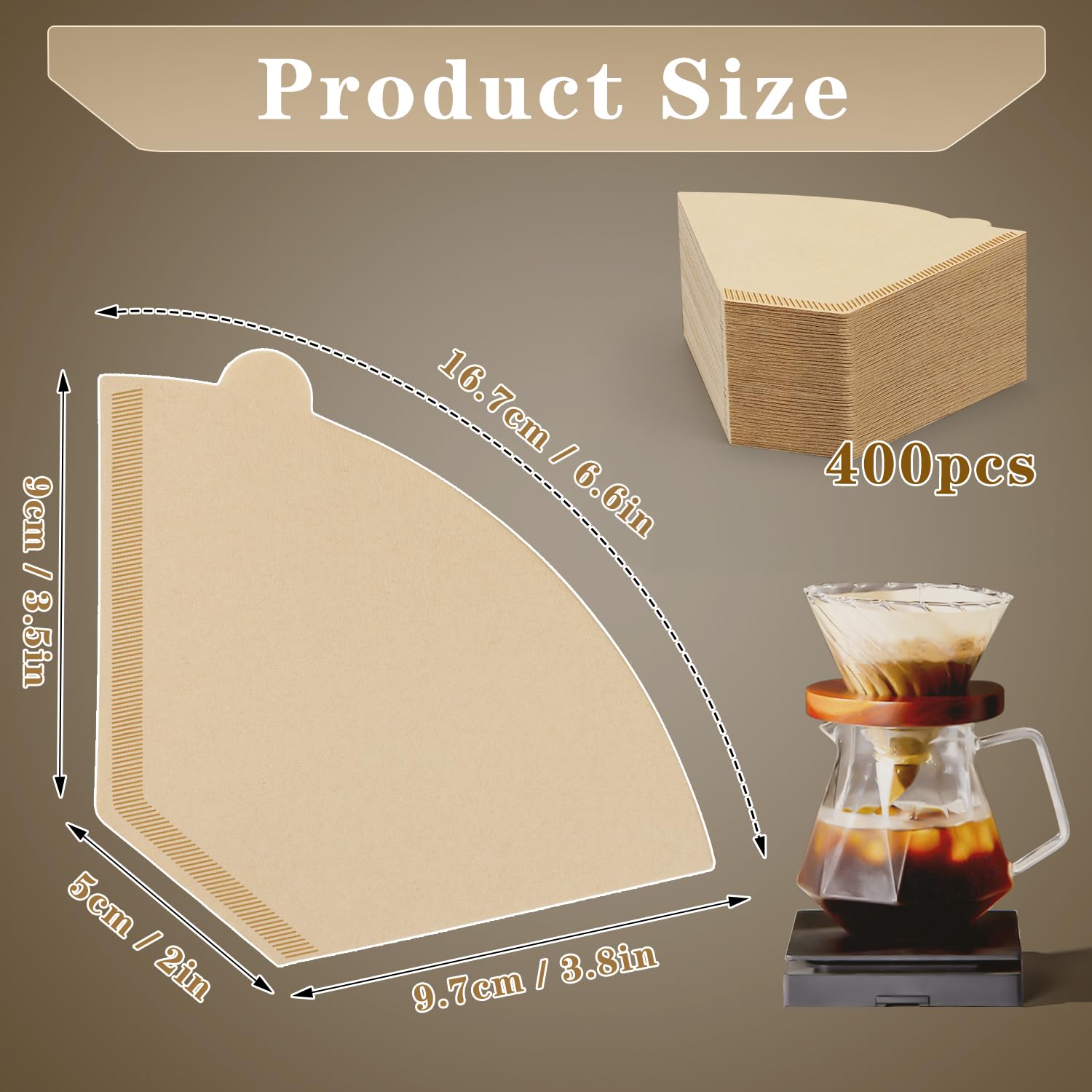Weenkilly #2 Cone Coffee Filters,400 Count Premium Coffee Filter,2-6 Cup,Disposable Coffee Filters For Drip Coffee Makers And Po