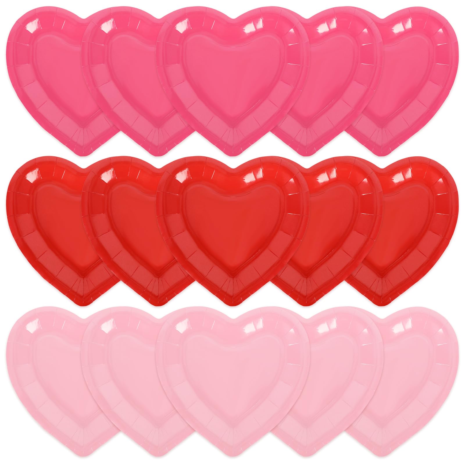 Jarthenaamcs 60Pcs Valentine'S Day Paper Plates Heart Shaped Disposable Plates Red Pink Decorative Tableware For Holiday Anniver
