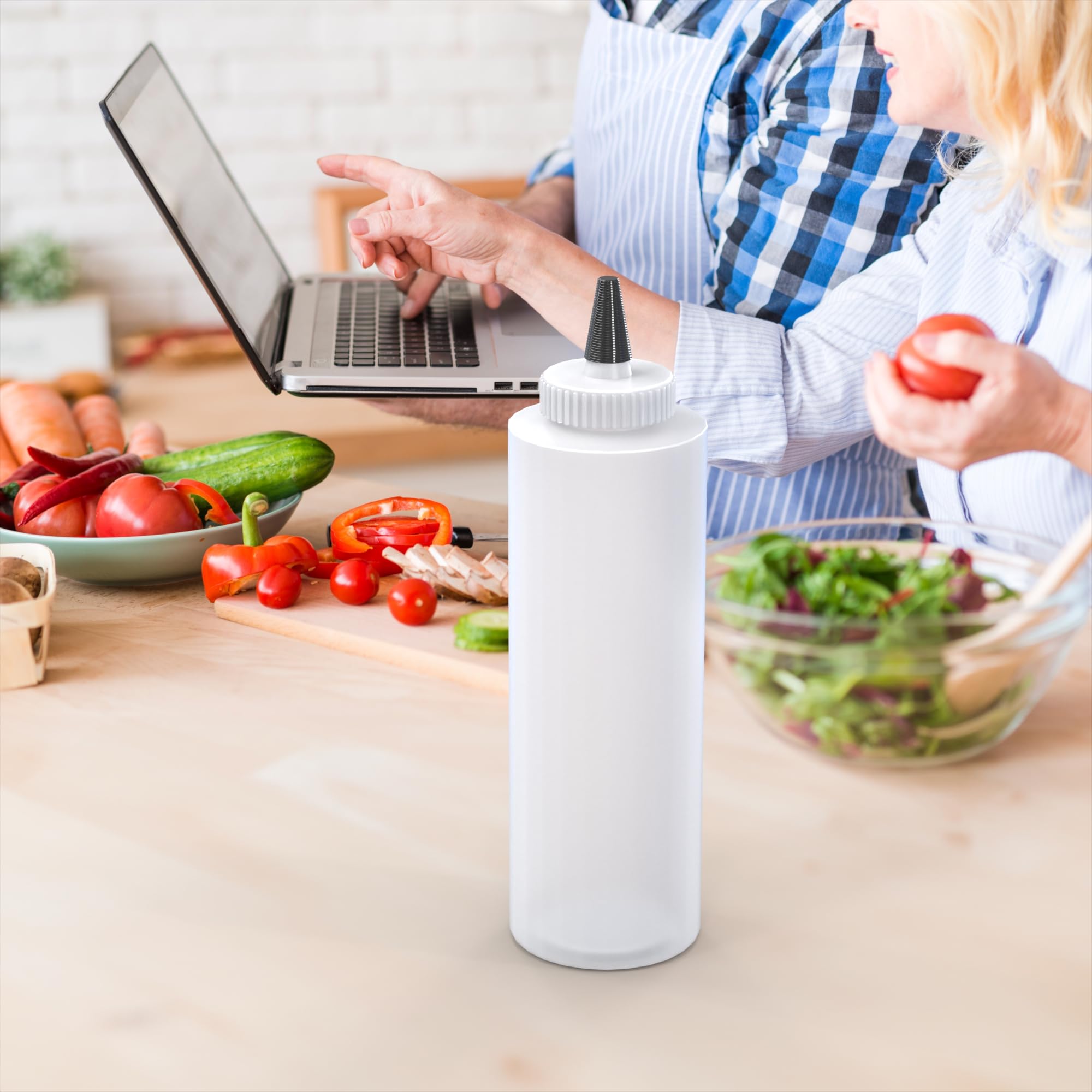 Brightfrom Condiment Squeeze Bottles 8 Oz Wide Neck, Empty Squirt Bottles - Removable Top-Cap, Leak Proof For Ketchup, Mustard,