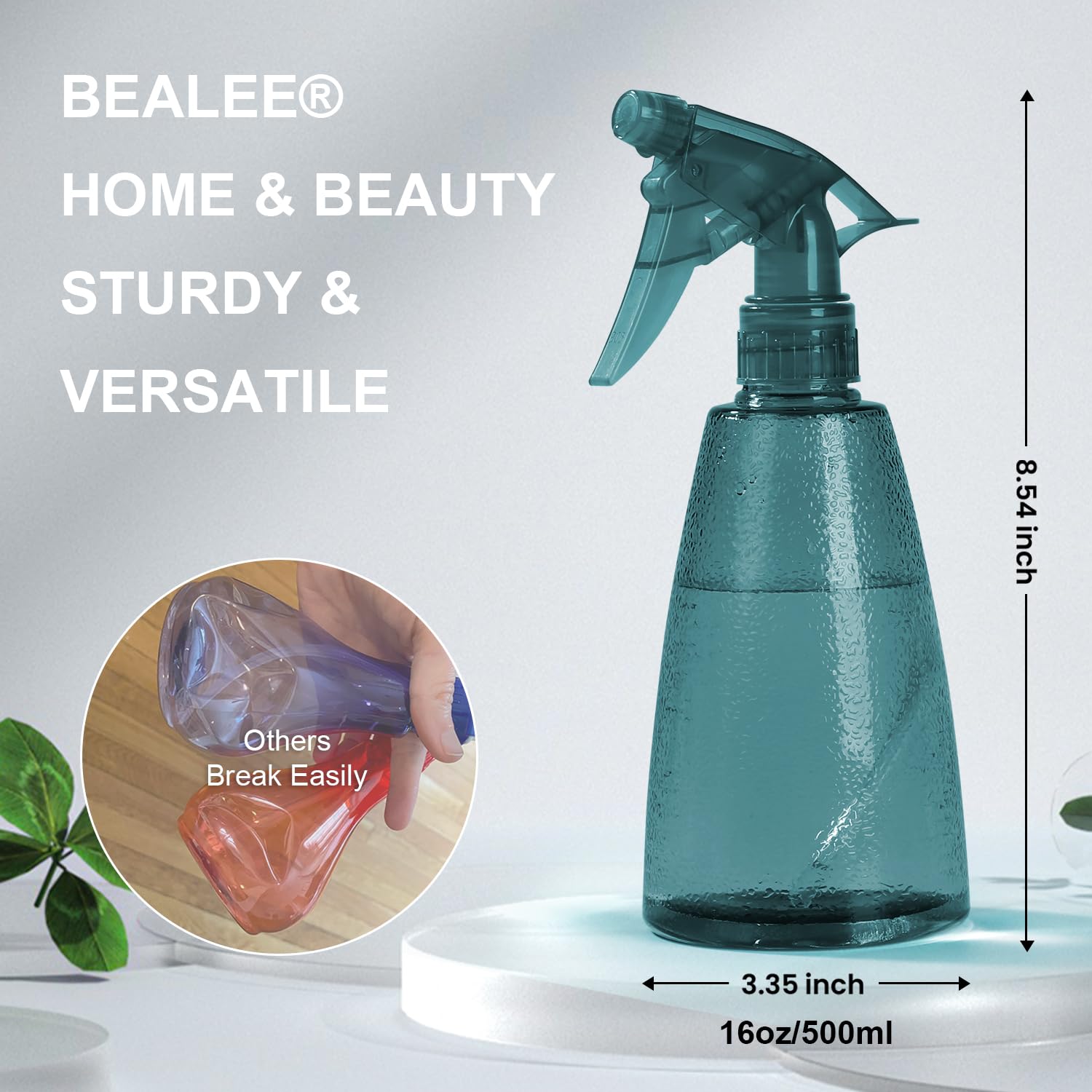 Spray Bottles 3-Pack, 16 Oz, Mist & Stream, Plastic Water Spray Bottle For Hair, Essential Oils, Plants, Cleaning Solutions, Cat