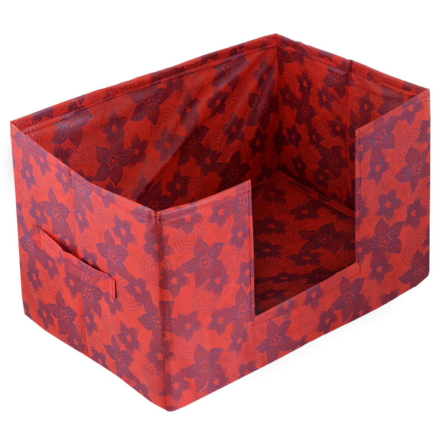 Kuber Industries Metalic Flower Large Capacity Space Saver Closet, Stackable And Foldable Saree, Clothes Storage Bag, NonWoven 