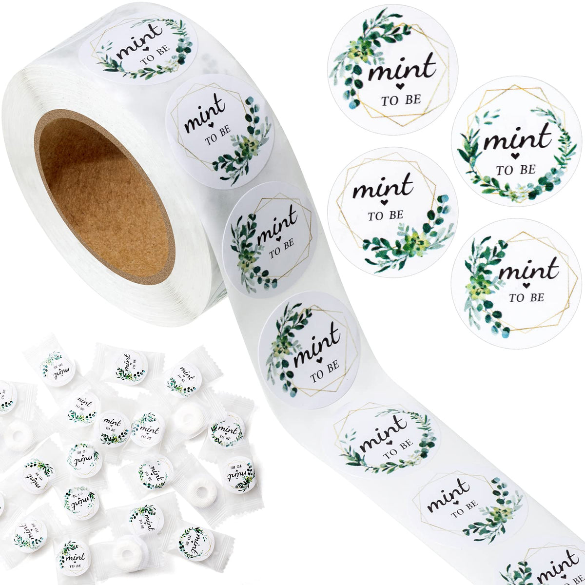 Colarr 500 Pieces Mint To Be Label Stickers Wedding Party Favors Sticker Labels 1 Inch Round Botanical Theme Wedding Stickers Fo