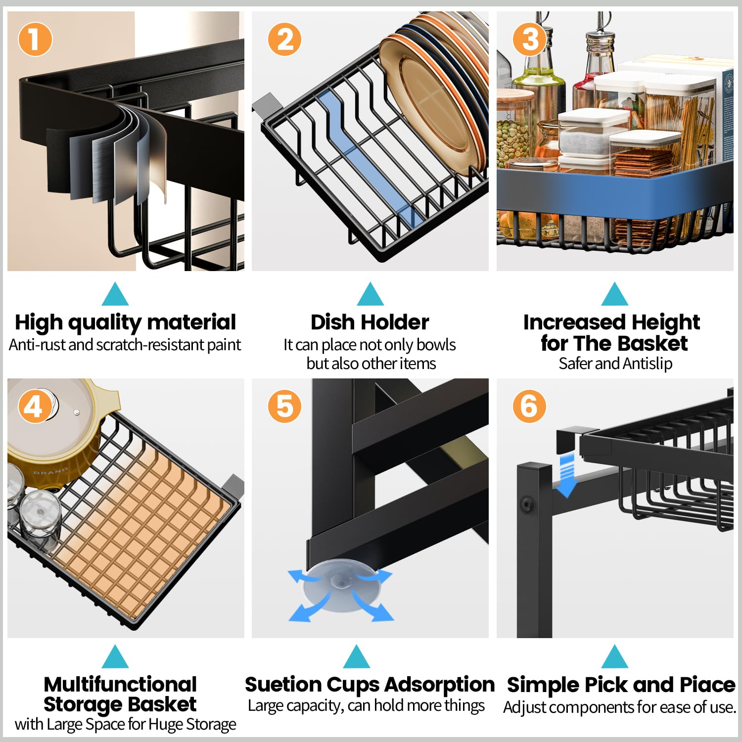 Adbiu Over The Sink Dish Drying Rack (Expandable Height And Length) Snap-On Design 2 Tier Large Dish Rack Stainless Steel (31-39