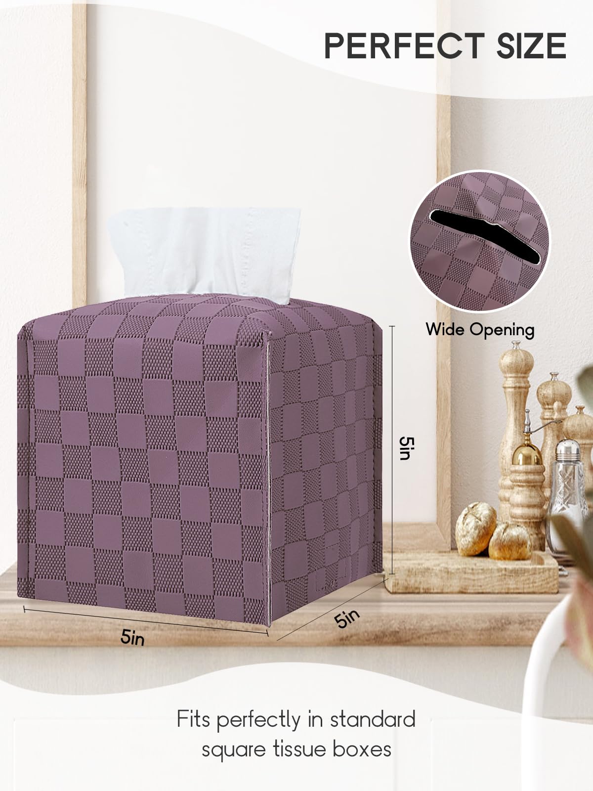 Tissue Box Cover, Tissue Box Holder Square, Tissue Holders Decorative Organizer For Home Decor, Tabletop And Car, 5''X5''X5'' (P