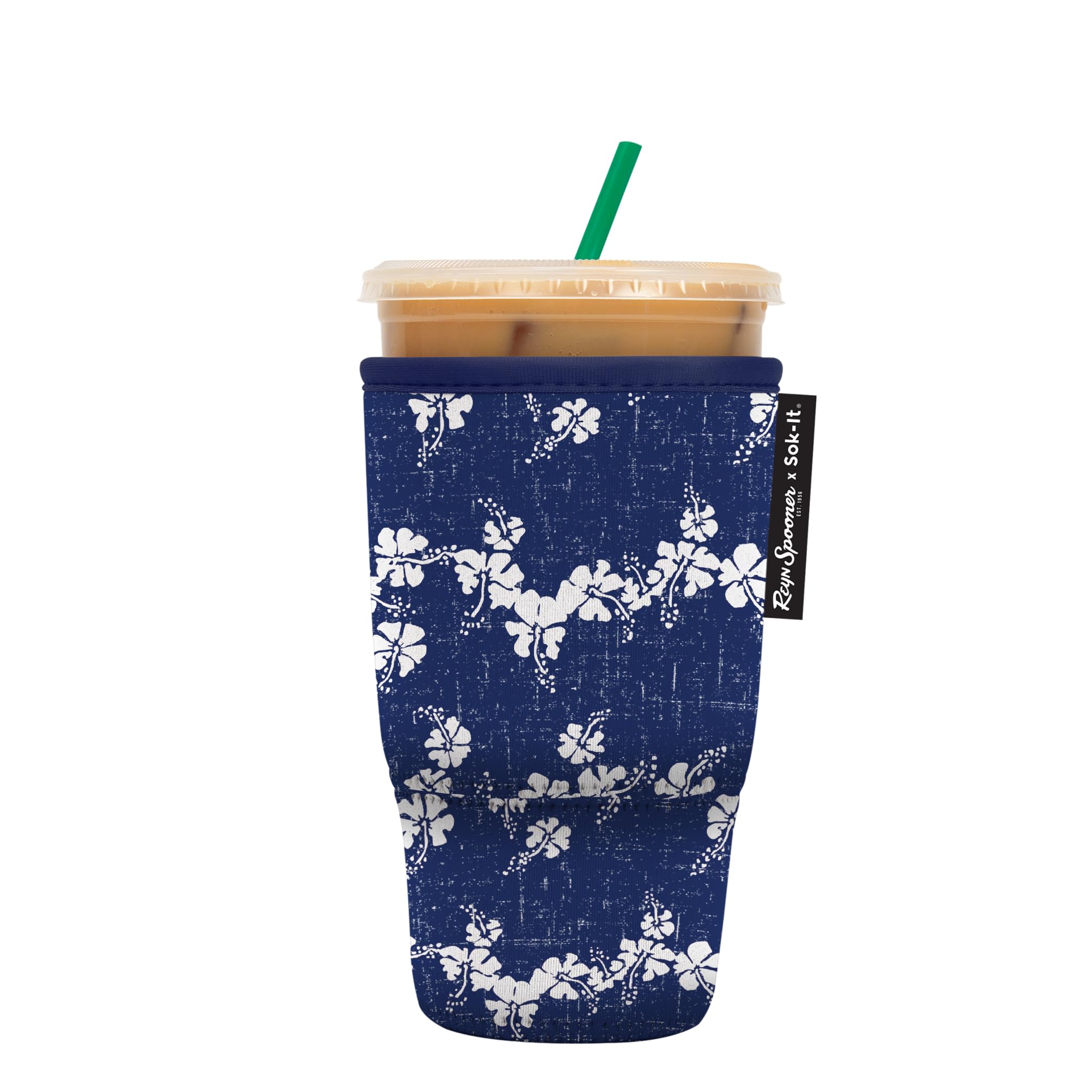 Sok It Java Sok Iced Coffee & Cold Soda Insulated Neoprene Cup Sleeve (Reyn Spooner 50Th State Flower, Large: 30-32Oz)