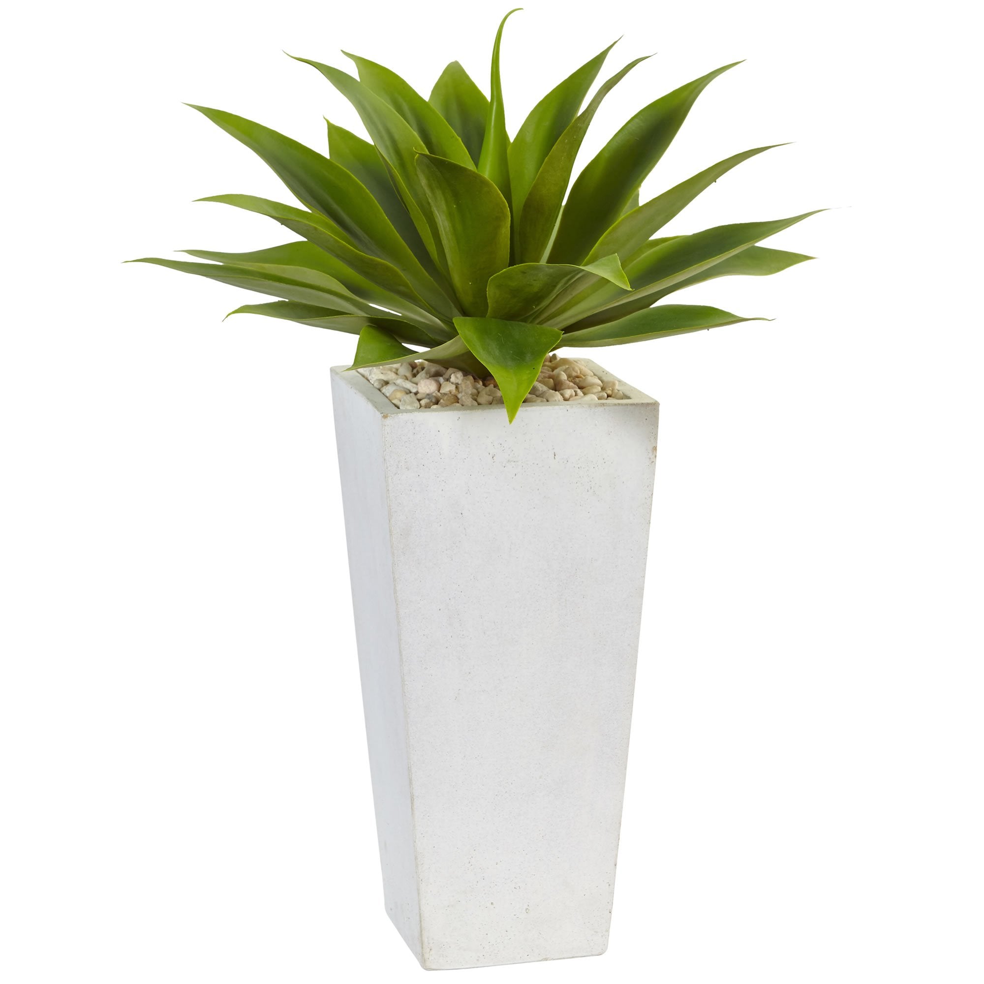 Nearly Natural Agave Artificial Plant in White Planter