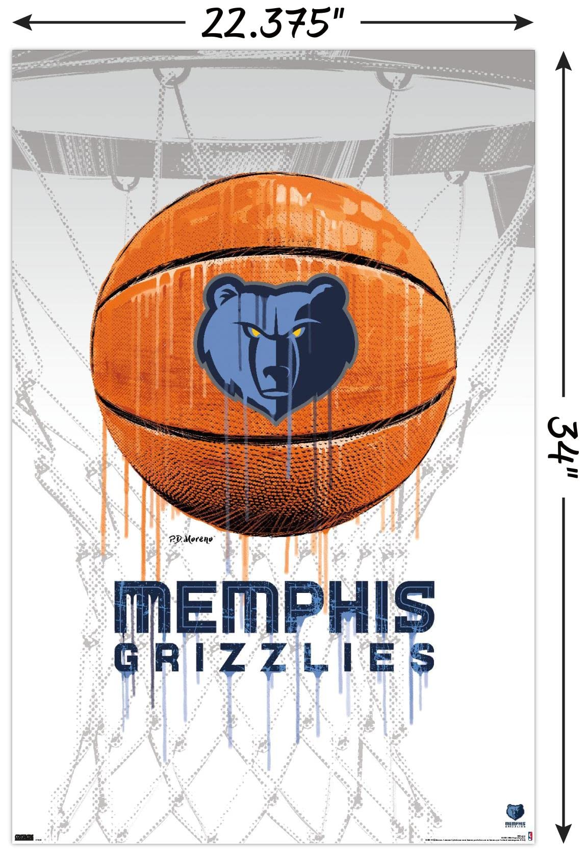 Trends International Nba Memphis Grizzlies - Drip Basketball 21 Wall Poster, 22.375'' X 34'', Poster & Mount Bundle