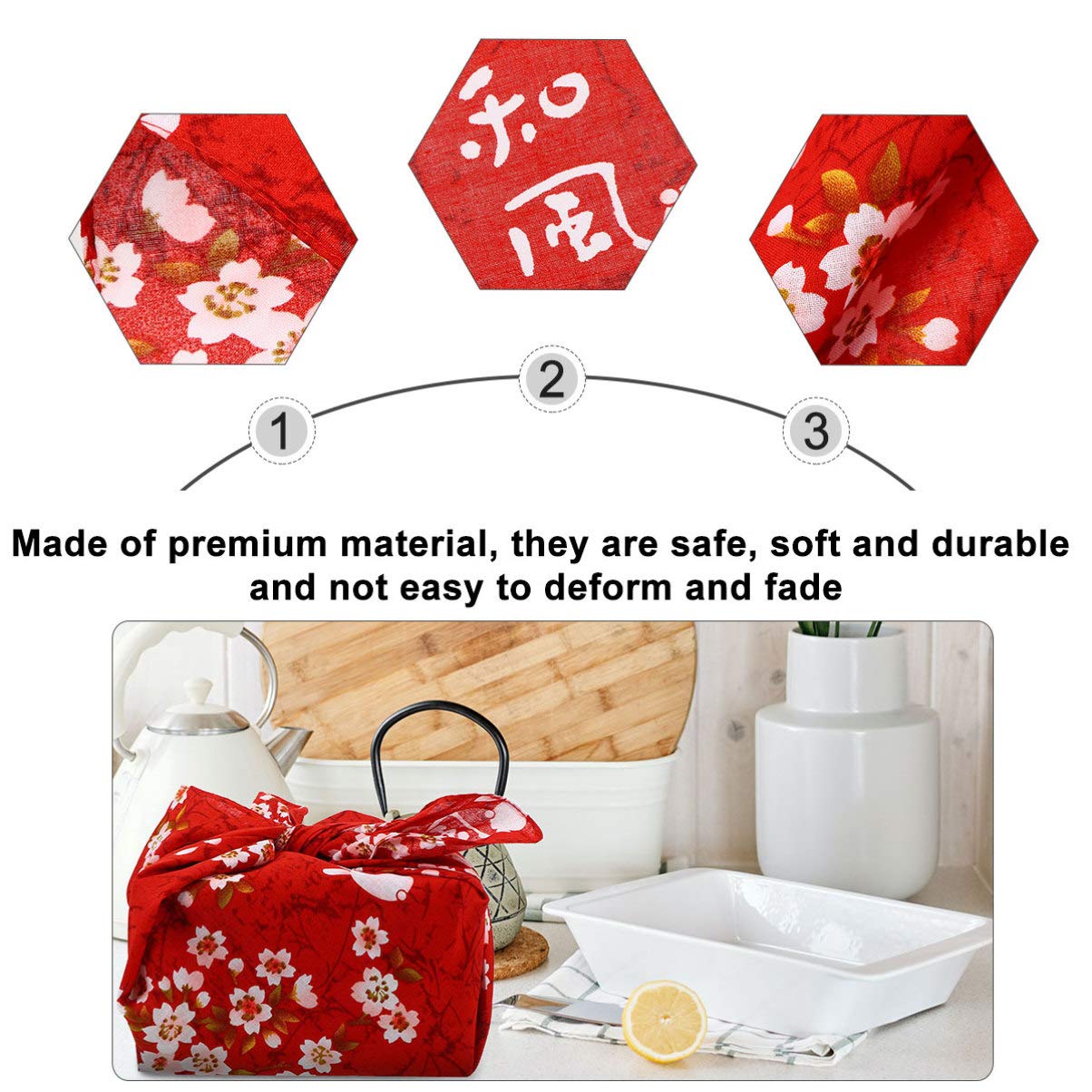 Valiclud Bento Wrapping Cloth Cherry Flower Rabbit Printed Handkerchief Japanese Style Bento Lunch Bandana Cover Bag Decorative