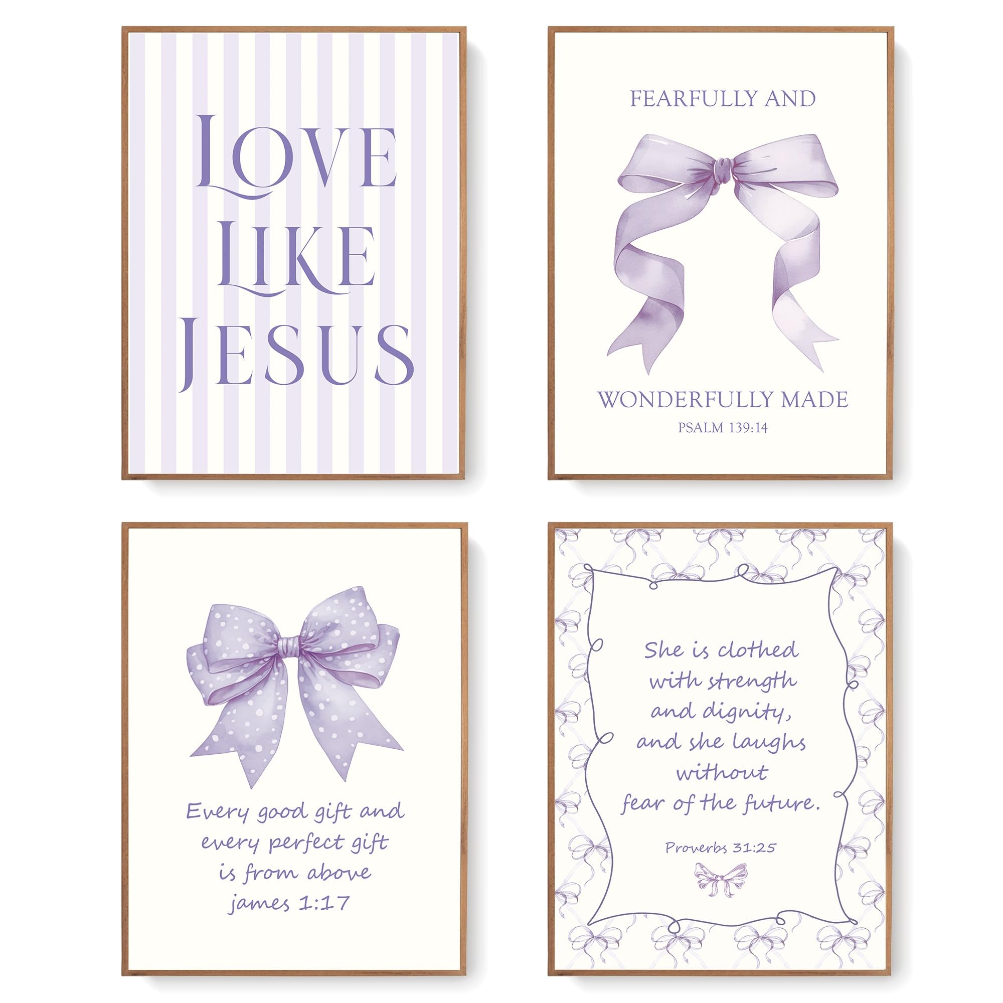 Lartsfro Coquette Purple Bow Jesus Wall Art Decor Posters, Purple Bow Room Bedroom Bathroom Wall Art Decor Aesthetic For Teen Gi