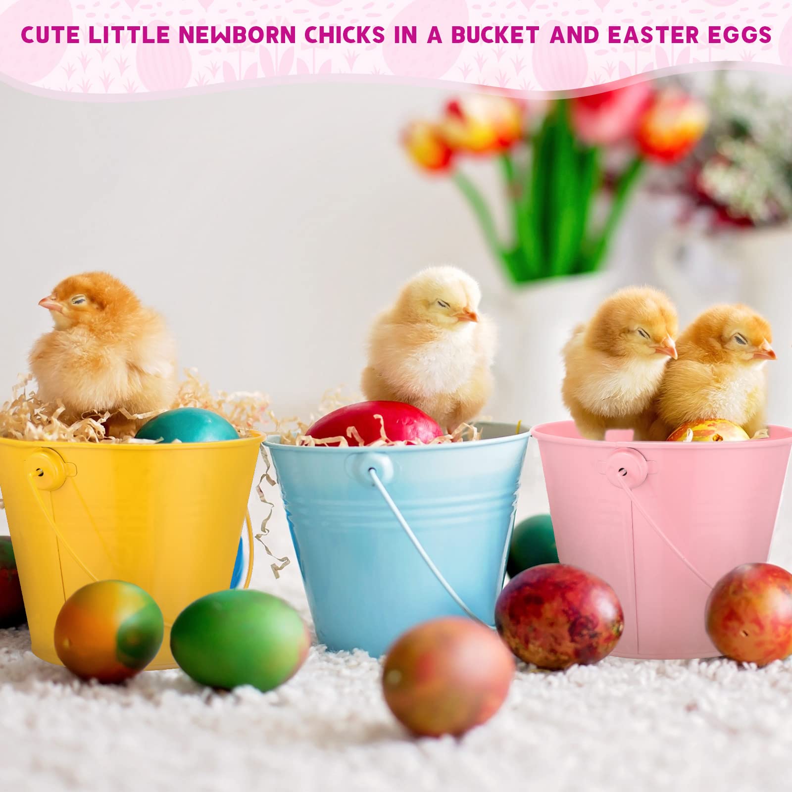Yunsailing 24 Pcs Metal Bucket 4.1 X 4.7 Inch Mini Easter Buckets With Handle Small Iron Pail Colored Galvanized Bucket For Plan