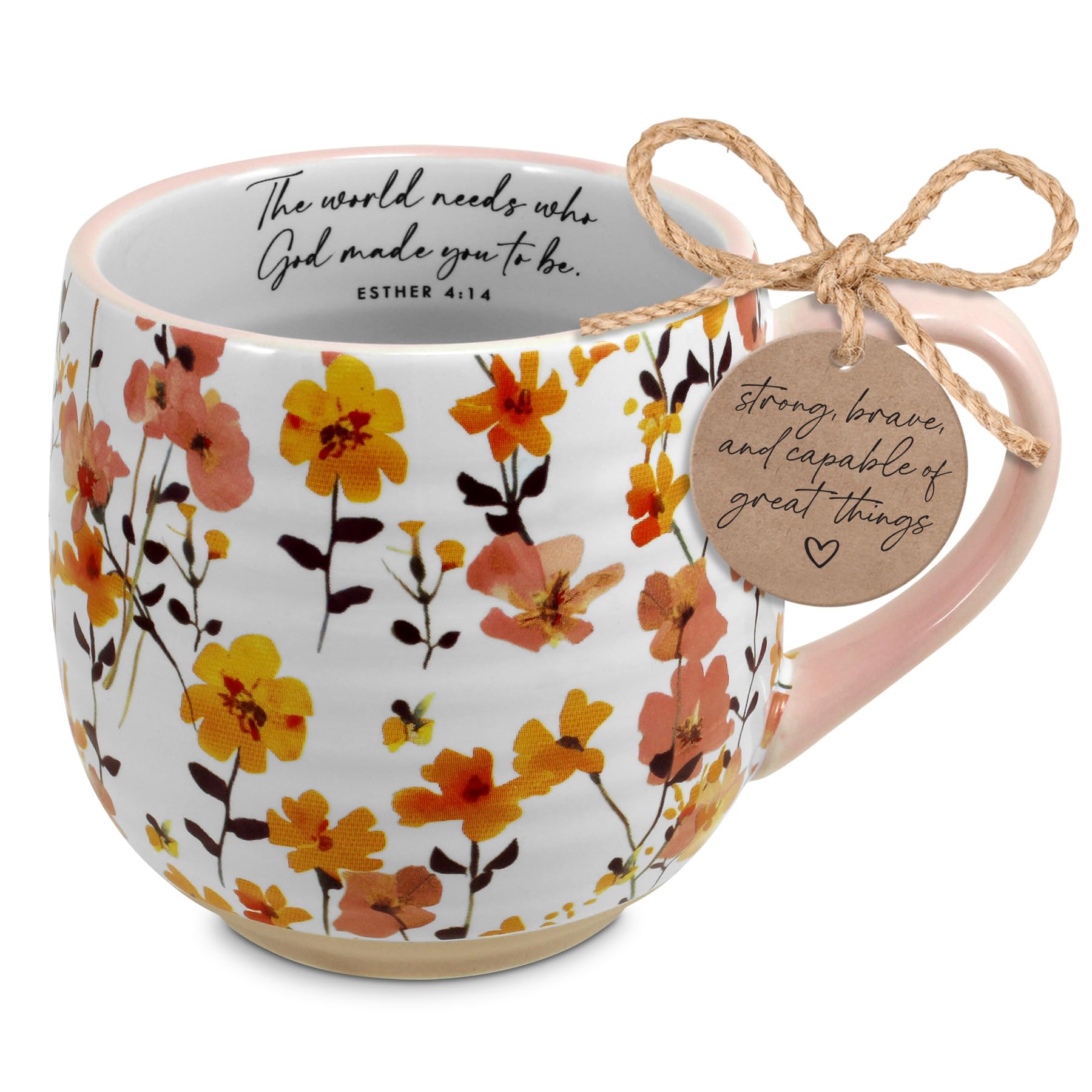 Lighthouse Christian Products the World Needs Who God Made Us  18 ounce Pink and Orange Ceramic Coffee Mug FaithInspired Drink
