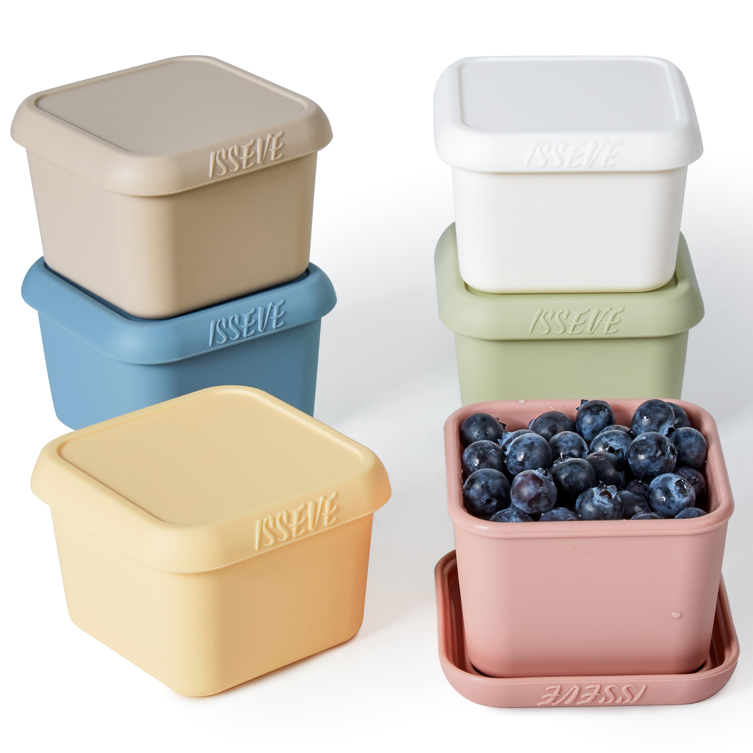 Isseve 6Pack 6Oz Silicone Snack Containers For Kids, Reusable Small Containers With Lids, Leak Proof Silicone Food Storage Conta