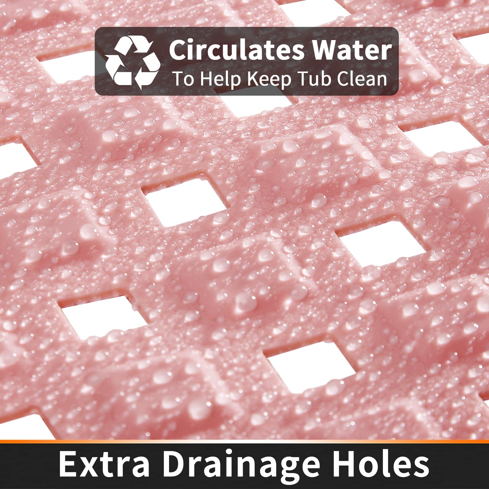 Yimobra Original Bathtub Mat Non Slip  Bath Mats for Tub  Shower Mat with Drain Holes Suction Cups  Machine Washable  BPA  Latex  Phthalate Free (Pink  27.5 X 15.5 Inch)