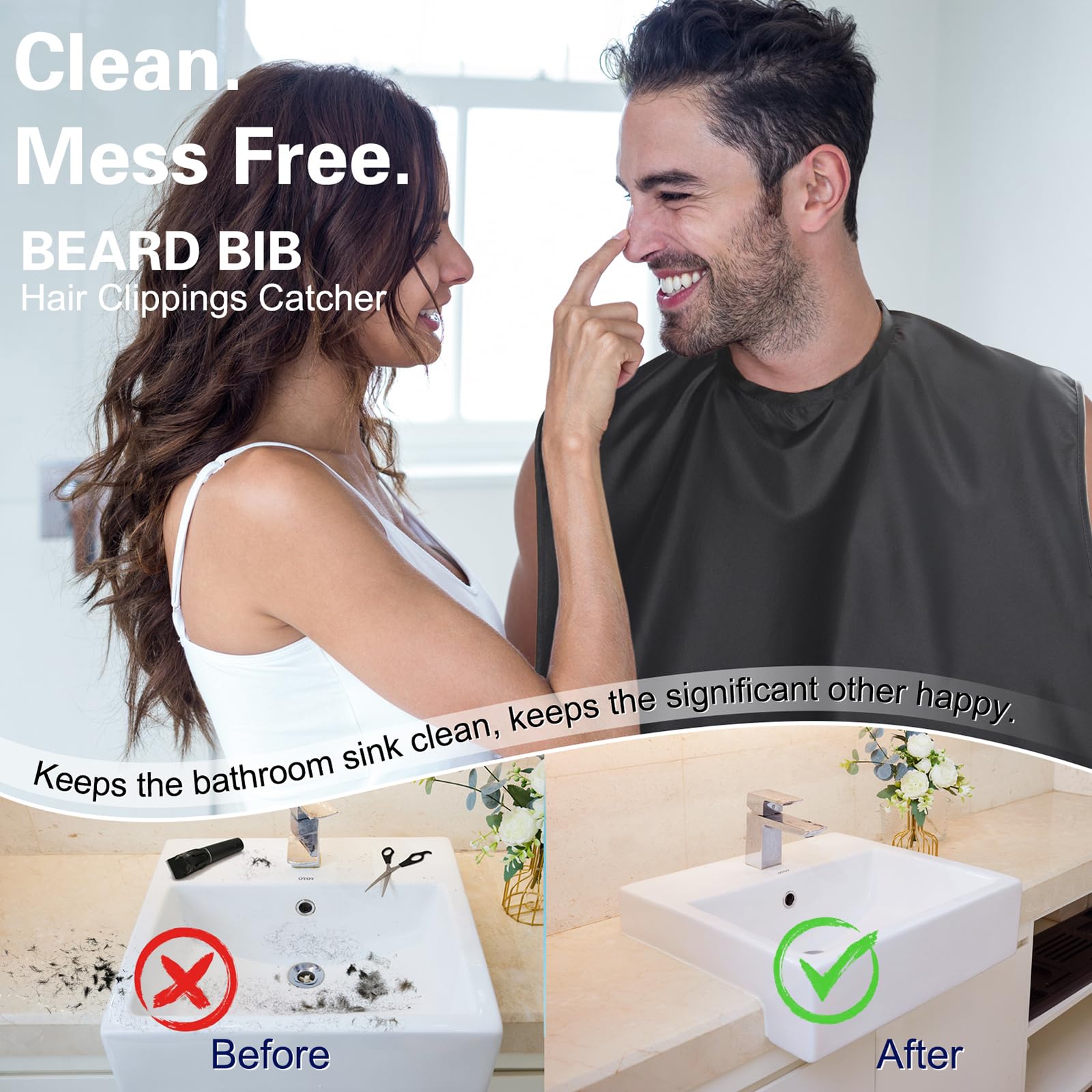 Lupyji Beard Bib Apron, Adjustable Hair Catcher For Shaving Non-Stick Shave Cape Grooming Accessories, Christmas Gift For Dad (B