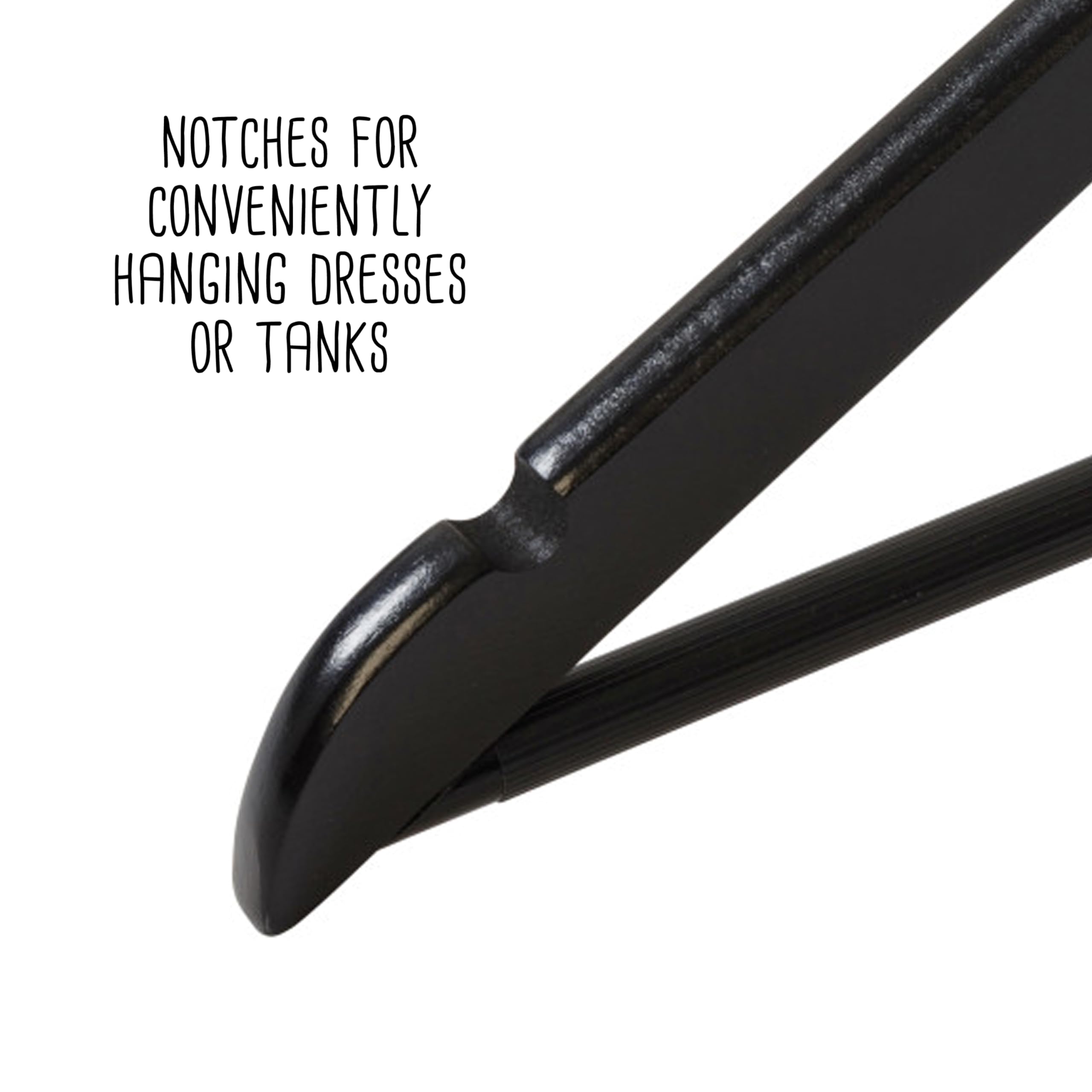 Honey-Can-Do 24-Pack Non-Slip Swivel Hook Wood Hangers, Black Hng-09406 Black