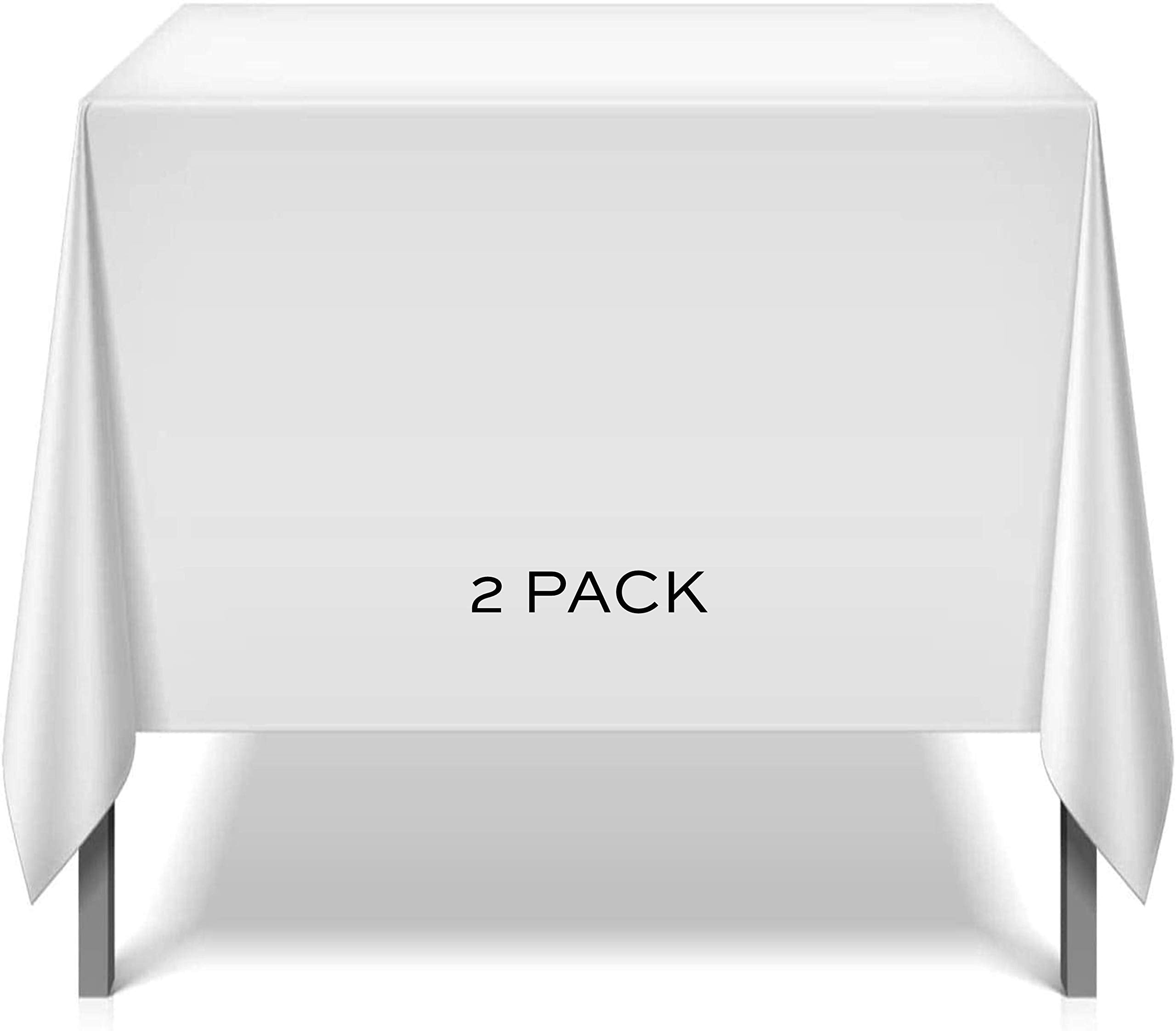 White Square Tablecloth 52X52 Inch, 200Gsm - Set Of 2 Extra Soft Square Tablecloths - Stain And Wrinkle-Resistant, Machine Washa