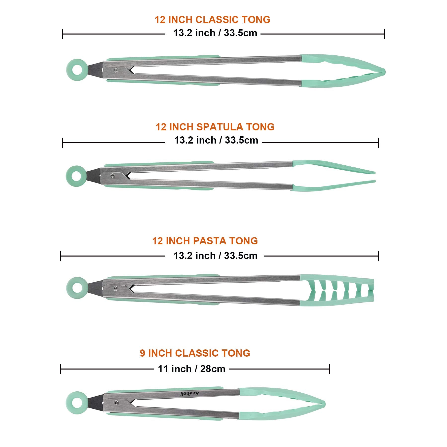 4In1 Stainless Steel Kitchen Food Tongs Set For Cooking With Silicone Tips, Toaster Steak Pie Pizza Pasta Spaghetti Noodles Sala