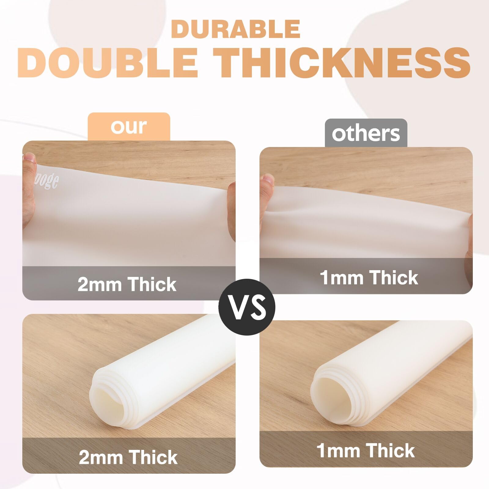 2Mm Extra Thick Silicone Mats For Kitchen Counter Heat Resistant Mat, 23.6'' X 15.7'' Silicone Countertop Protector Mat Large Pl
