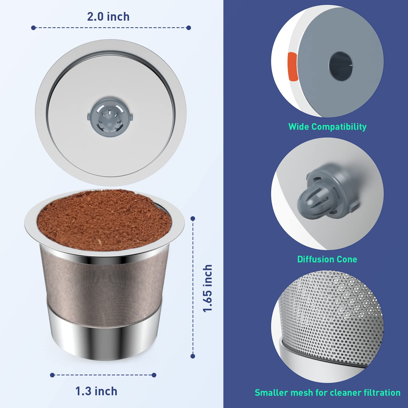 modsden Reusable K Cups for Keurig 1.0 & 2.0 | Stainless Steel Mesh Strainer | 4 Pack | Eco-Friendly Coffee Accessories