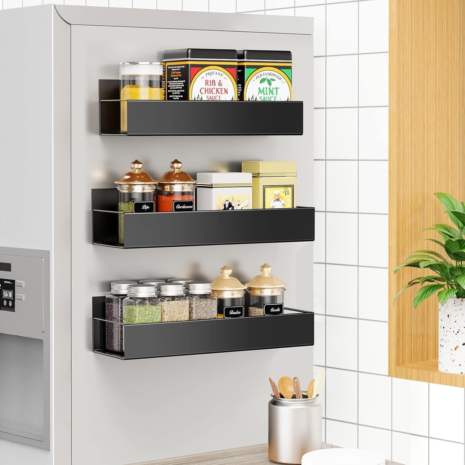 Ohumlabs Movable Kitchen Organizer Storage Spice Magnetic Rack, Decorate Your Fridge, Washing Machine & Microwave Oven With Magn