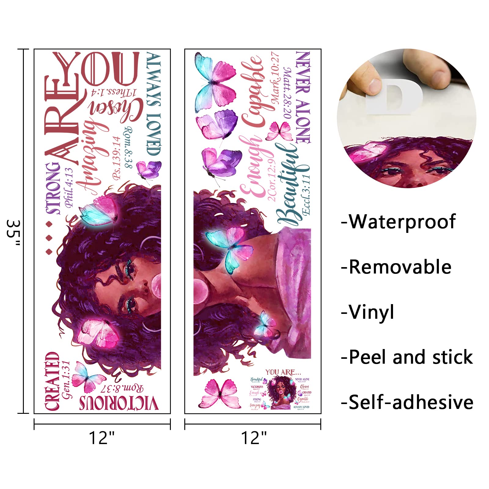 Mfault Black Girl Magic You are Beautiful Wall Decals Stickers  African American Nursery Decor Positive Saying Religious Bedroom Art  Inspirational Afro Butterfly Kids Teens Room Home Decorations