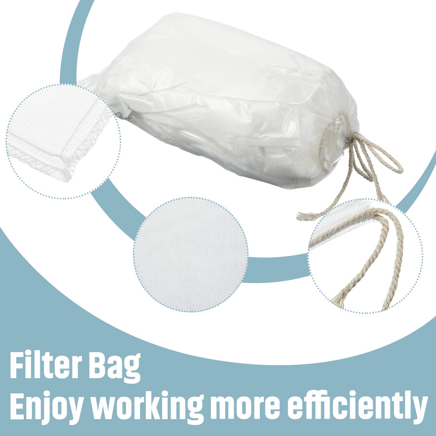 Compost Tea Bag, Pump Strainer Bag With Drawstring, Mesh Filter Bag, 600 M For Prevents Clogging During The Straining Process (5