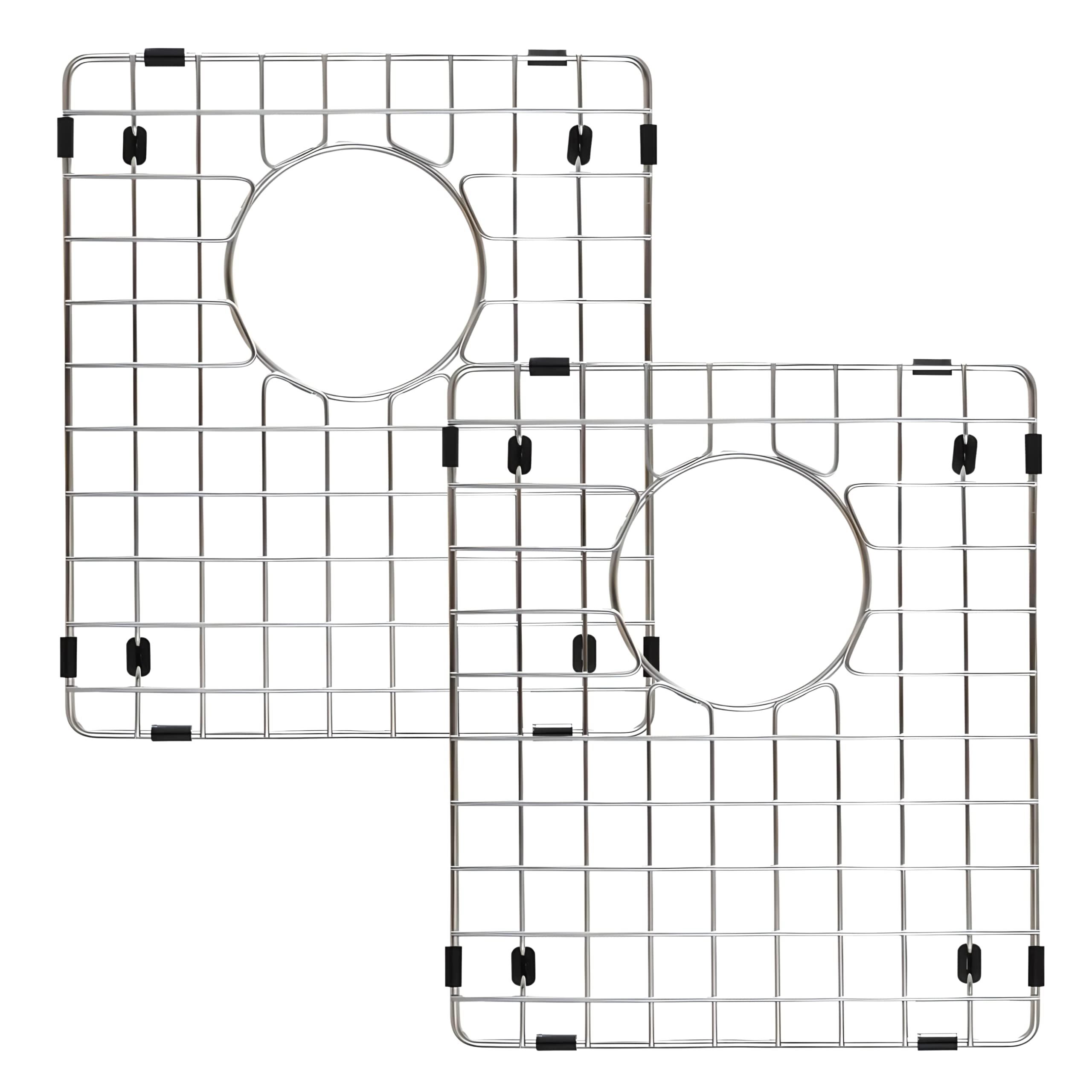 2 Pack Sink Protectors for Kitchen Sink, 14.37 x 12.5 Stainless Steel Grate With Rear Drain Hole