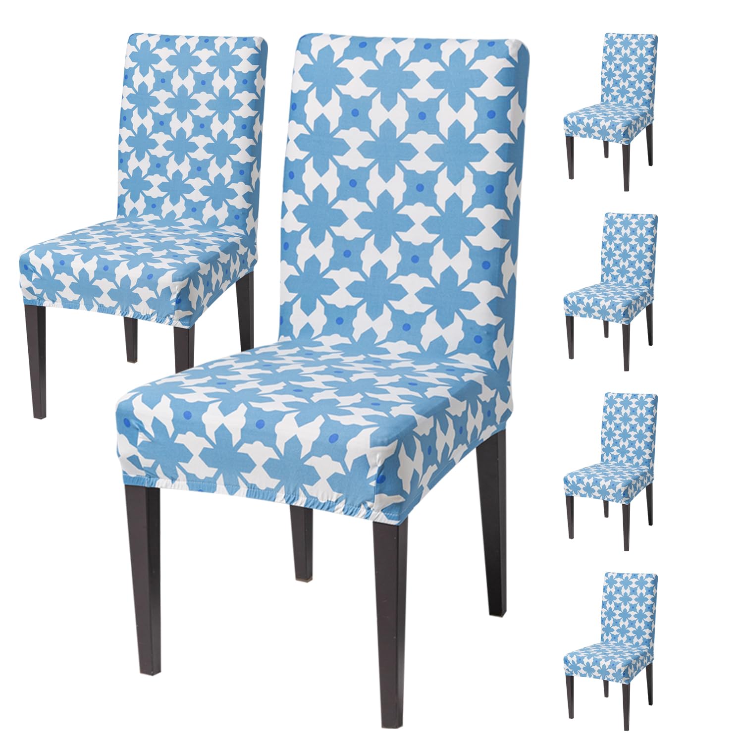 House Of Quirk Elastic Chair Cover Stretch Removable Washable Short Dining Chair Cover Protector Seat Slipcover (Pack Of 6, Indi