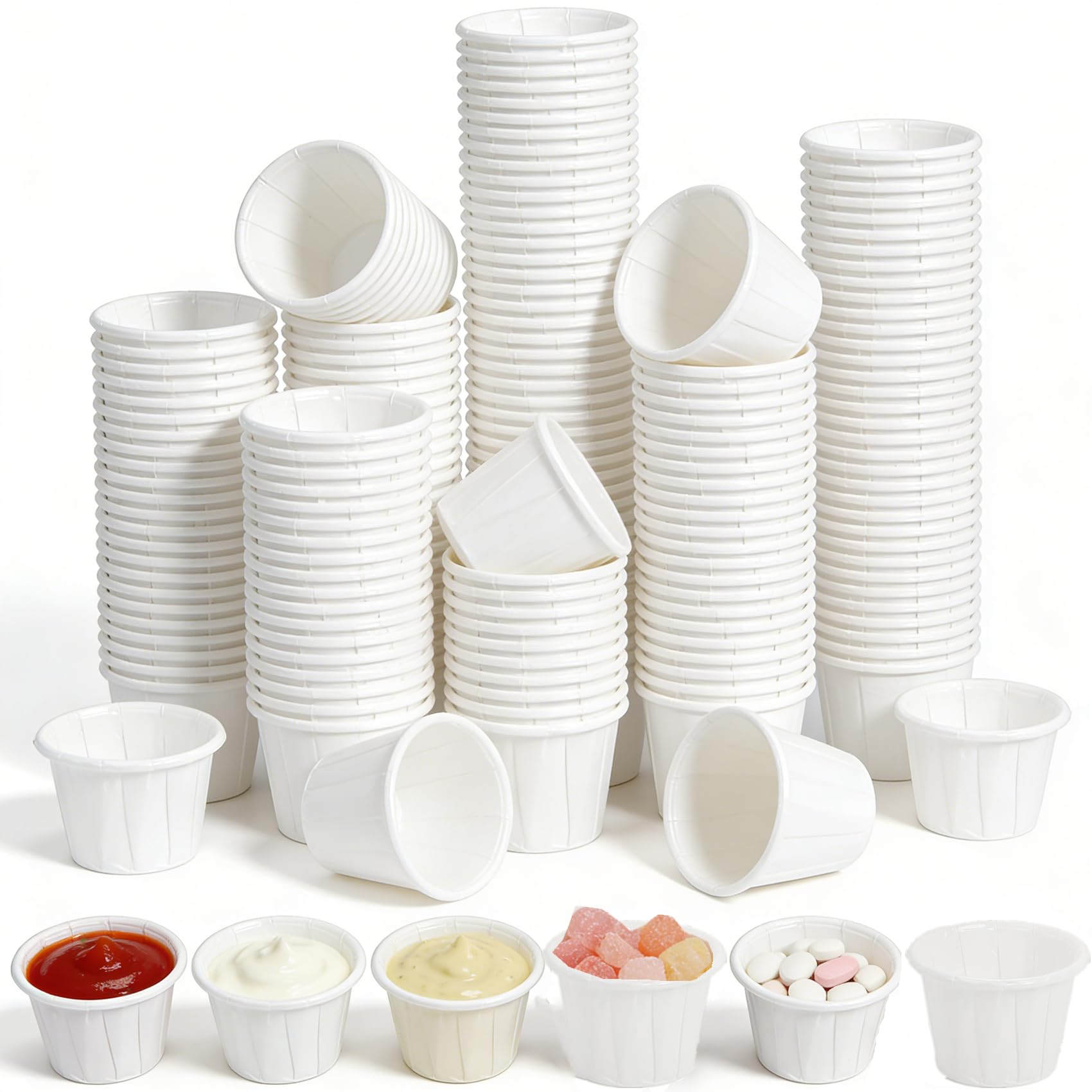 NROZIET 1000 Pack Paper Sample Cups for Tasting, 0.5oz Small Paper Cup, Souffle Mini Med Portion Cups with Water Proof Lining fo