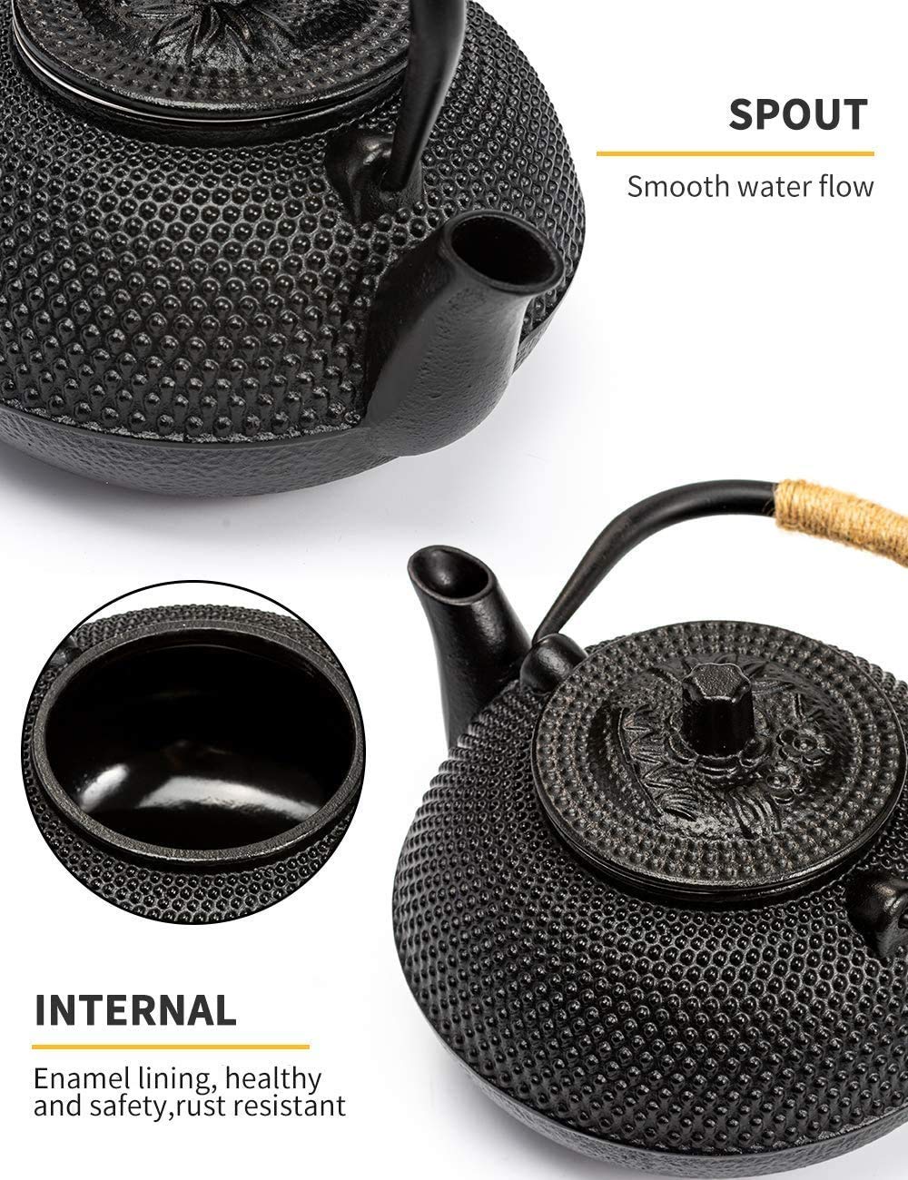 Suyika Japanese Tetsubin Cast Iron Teapot Tea Kettle Pot With Stainless Steel Infuser For Stovetop Safe Coated With Enameled Int