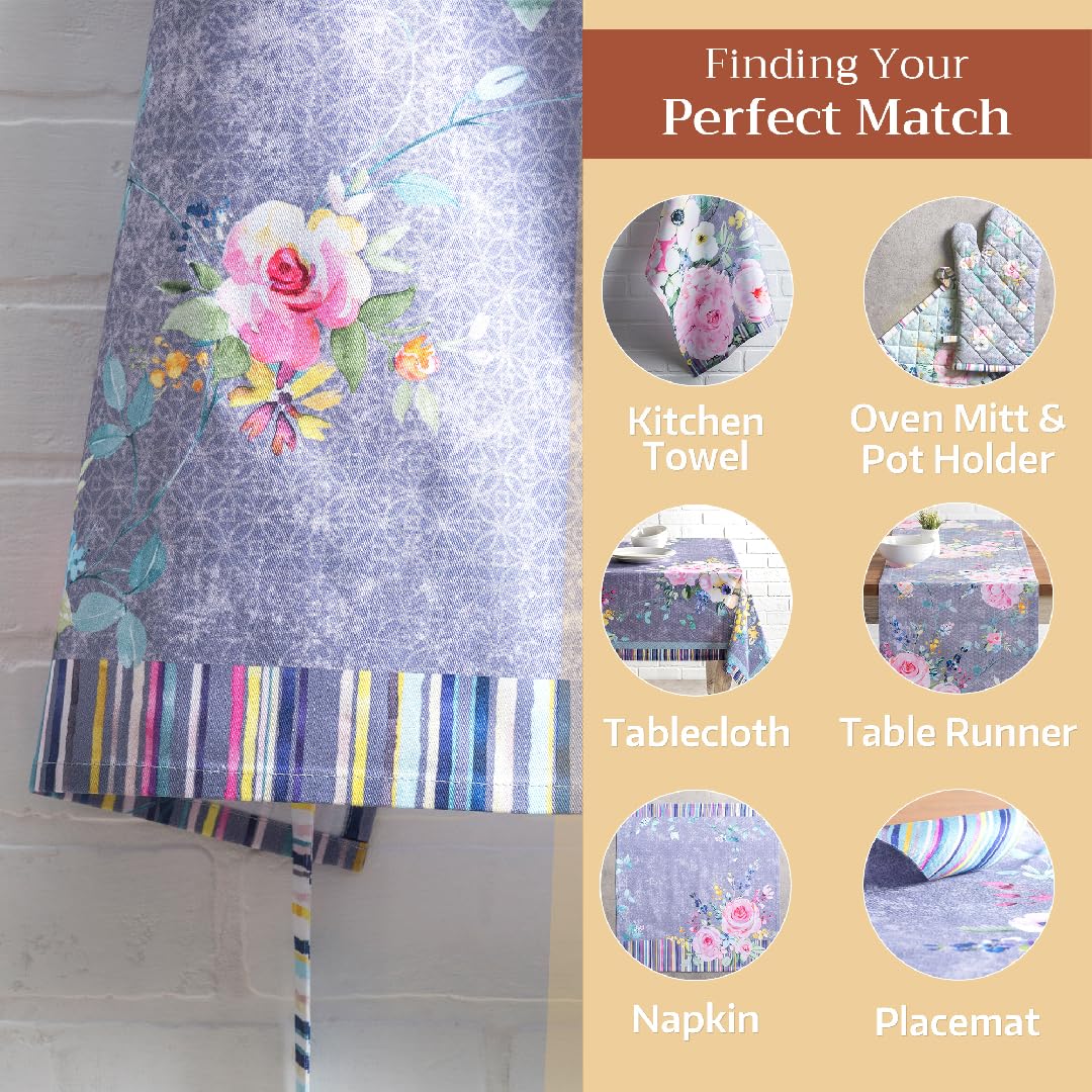 Maison d' Hermine Apron 100% Cotton 1 Piece Adjustable Neck Strap Apron with Center Pocket for Gifts  Women  Men  Sweet Rose Lavender - Lush - Spring/Summer (27.50''x31.50'')