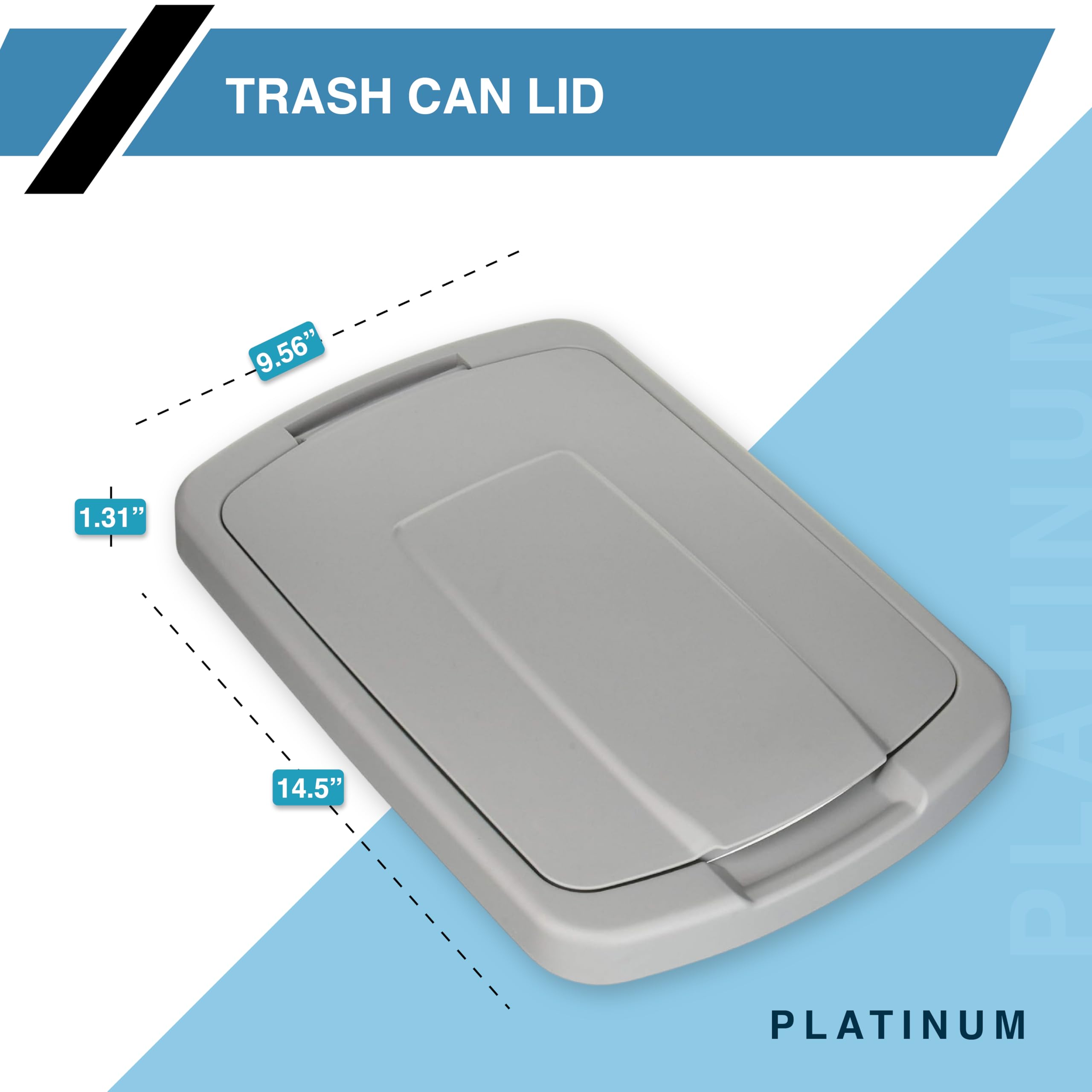 Knape & Vogt QT35LB-PT Trash Can Lid  1.31-Inch by 14.5-Inch by 9.56-Inch Platinum